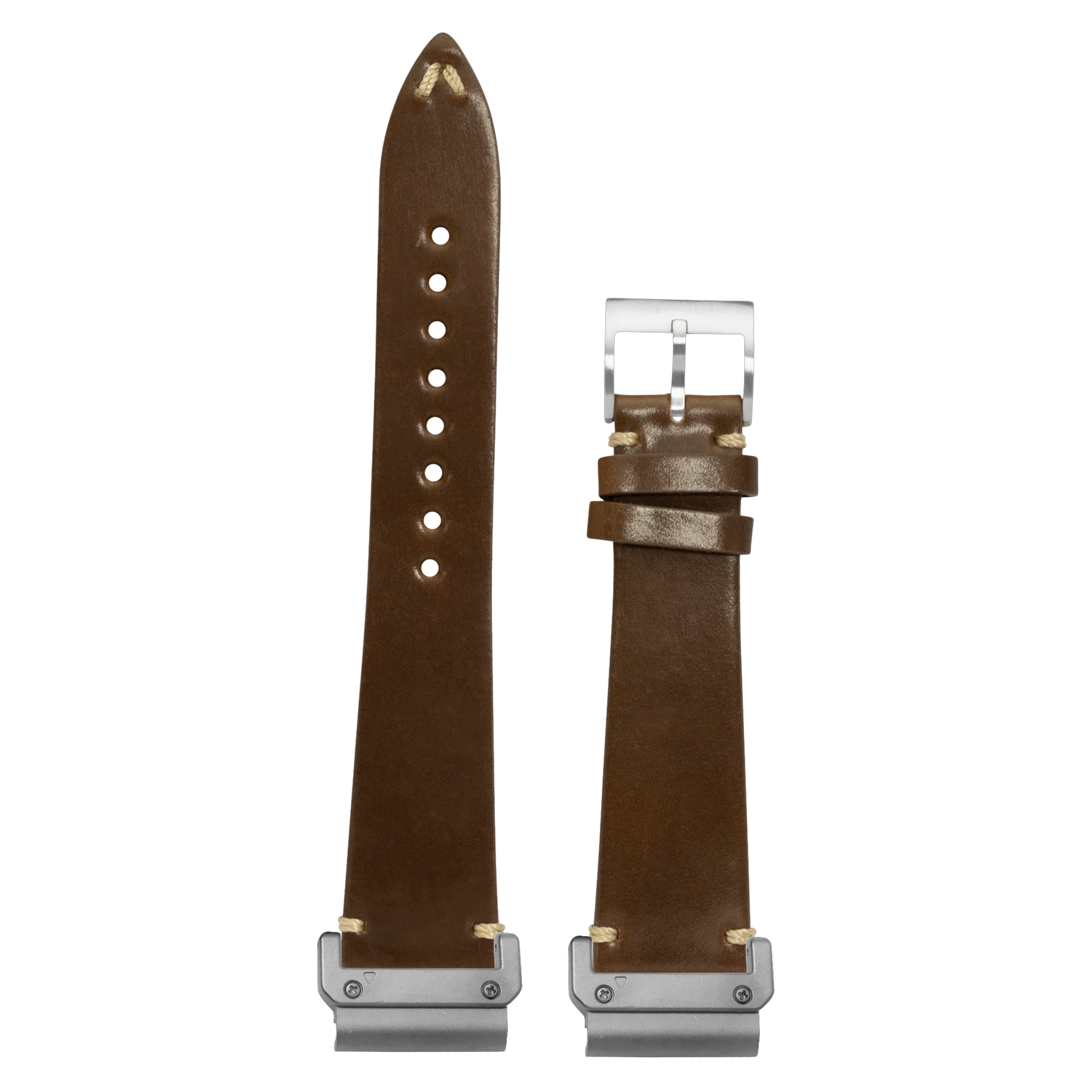 Watch strap with QuickFit 20mm adapters attached to both ends - flat lay