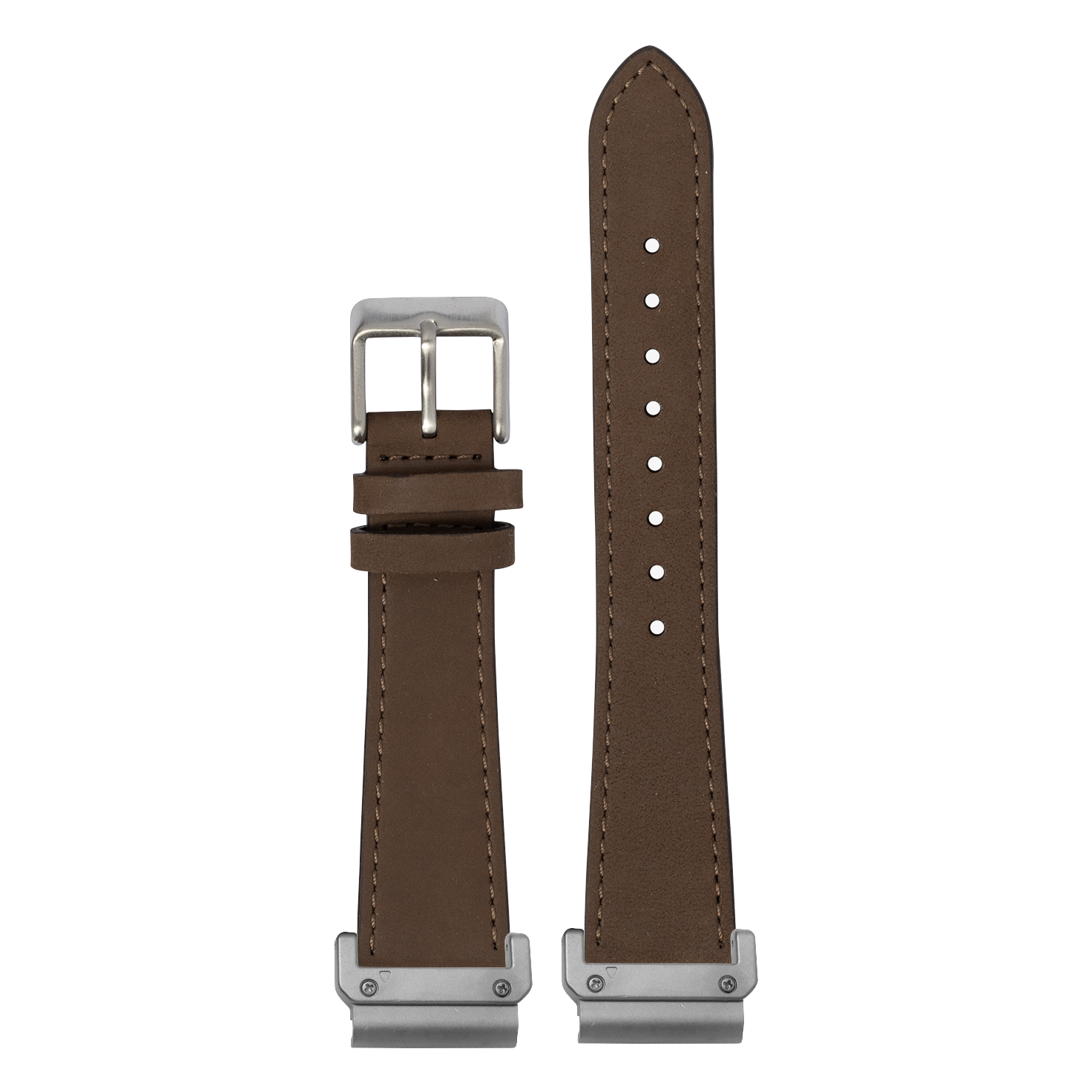 Nubuck Leather Coffee Brown strap with QuickFit adapters attached to both ends