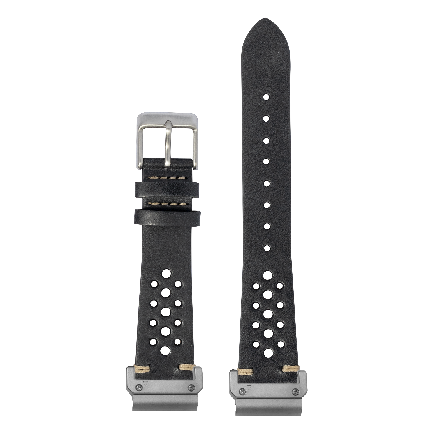 Watch strap with QuickFit 20mm adapters attached to both ends - flat lay