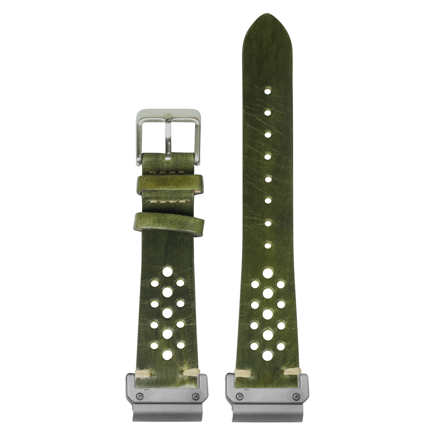 Watch strap with QuickFit 20mm adapters attached to both ends - flat lay