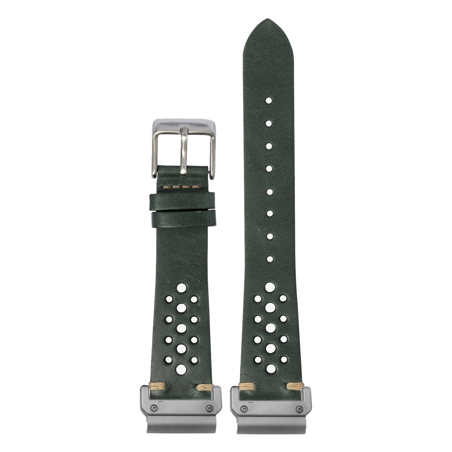 Watch strap with QuickFit 20mm adapters attached to both ends - flat lay