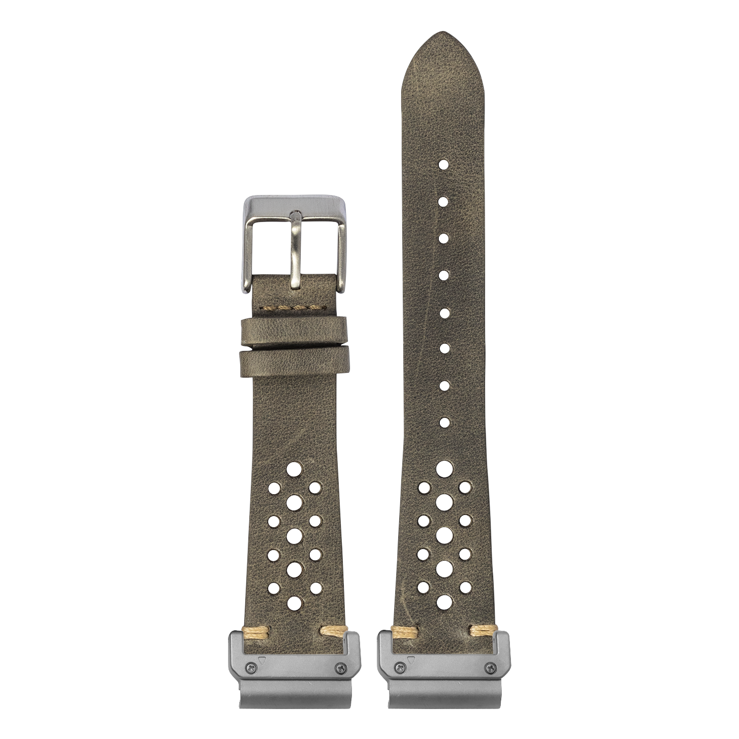 Watch strap with QuickFit 20mm adapters attached to both ends - flat lay