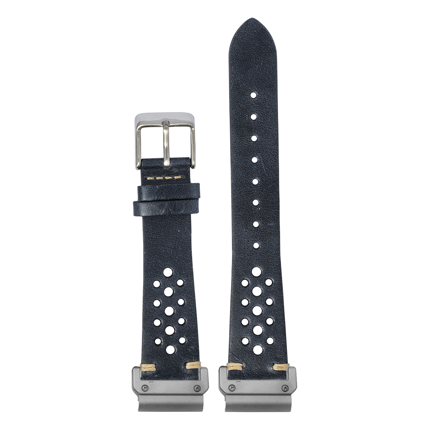 Watch strap with QuickFit 20mm adapters attached to both ends - flat lay