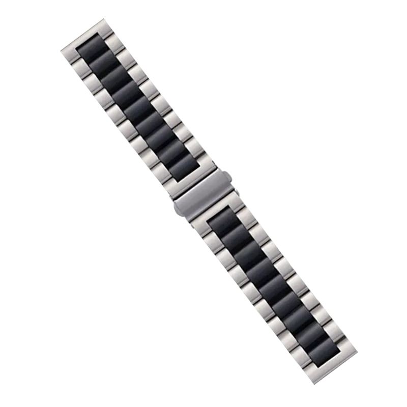 [Quick Release] Steel Bracelet with Deployant Clasp - Silver/Black