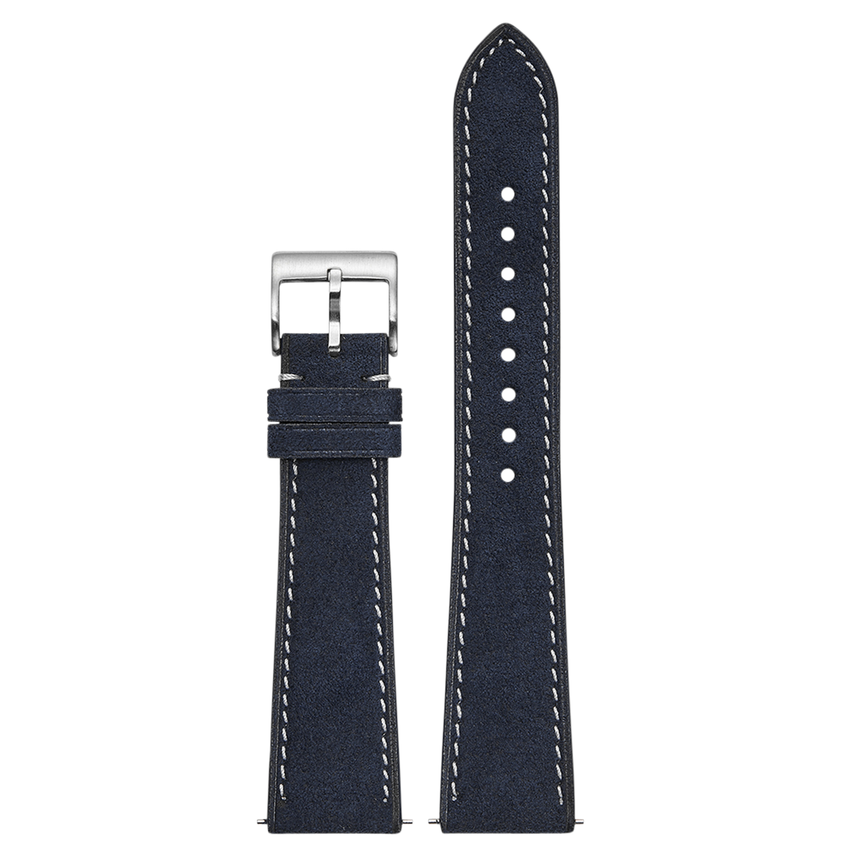 [Fitbit Versa 3 & 4/Sense 1 & 2] Alcantara Leather - Navy Blue with White Stitching