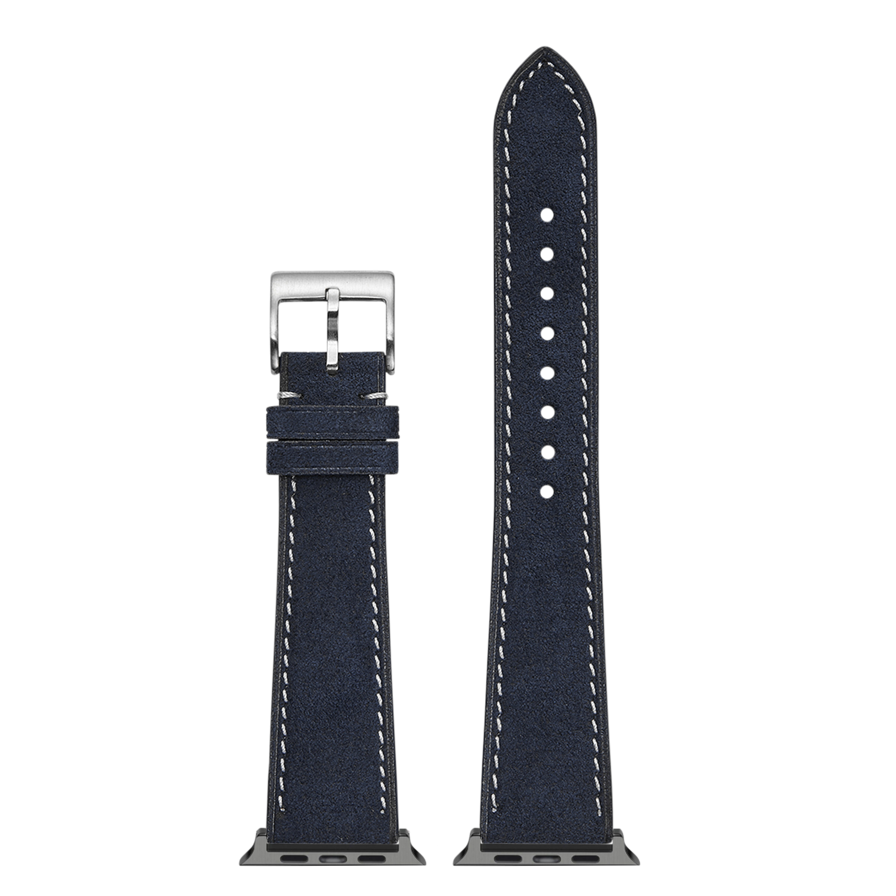 [Fitbit Charge 3 / 4] Alcantara Leather - Navy Blue with White Stitching