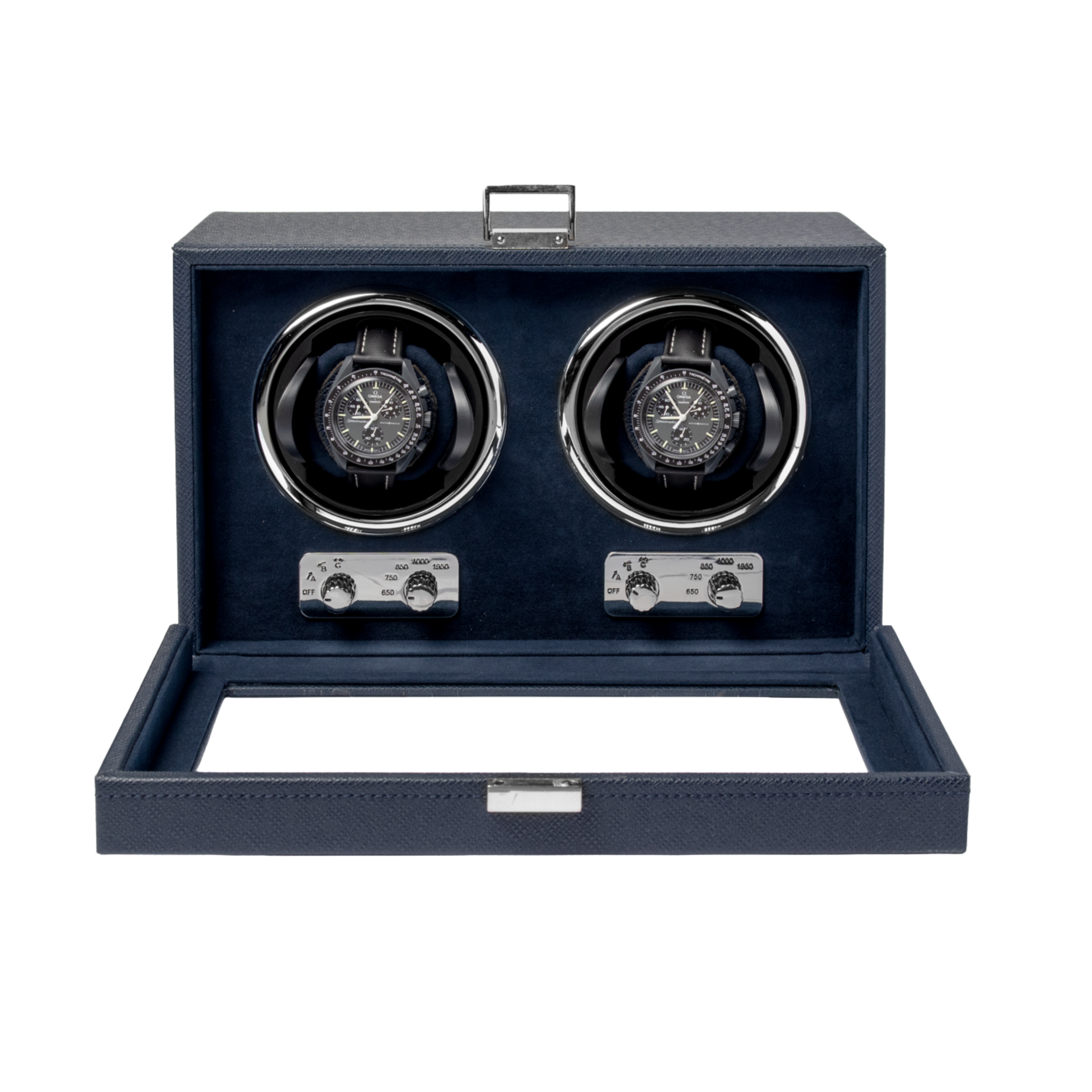 Watch Winder -  Saffiano Leather (Single/Double) | Navy Blue