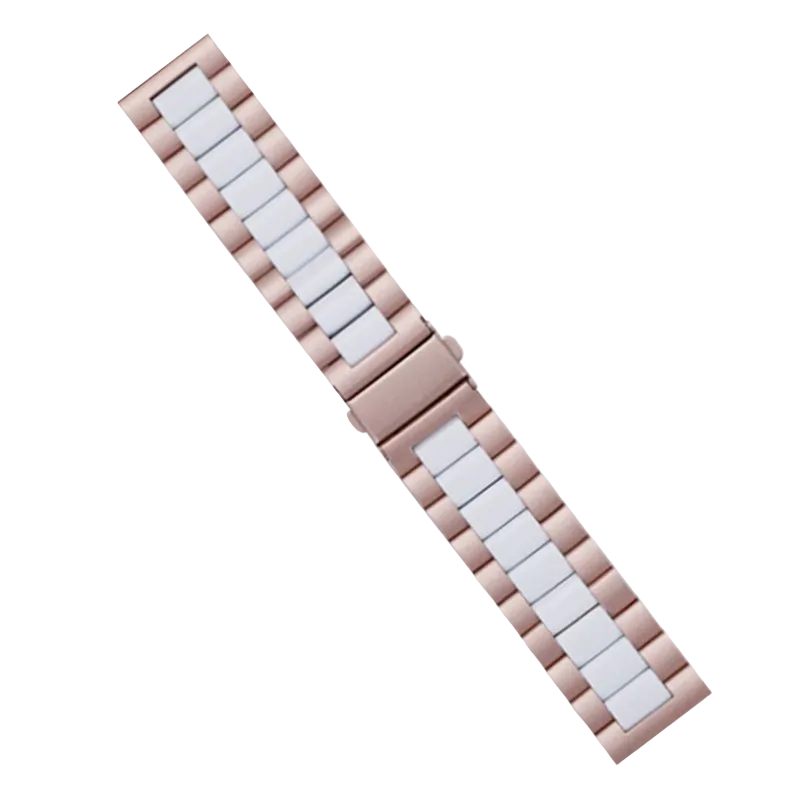 [Quick Release] Steel Bracelet with Deployant Clasp - Rose Gold/White