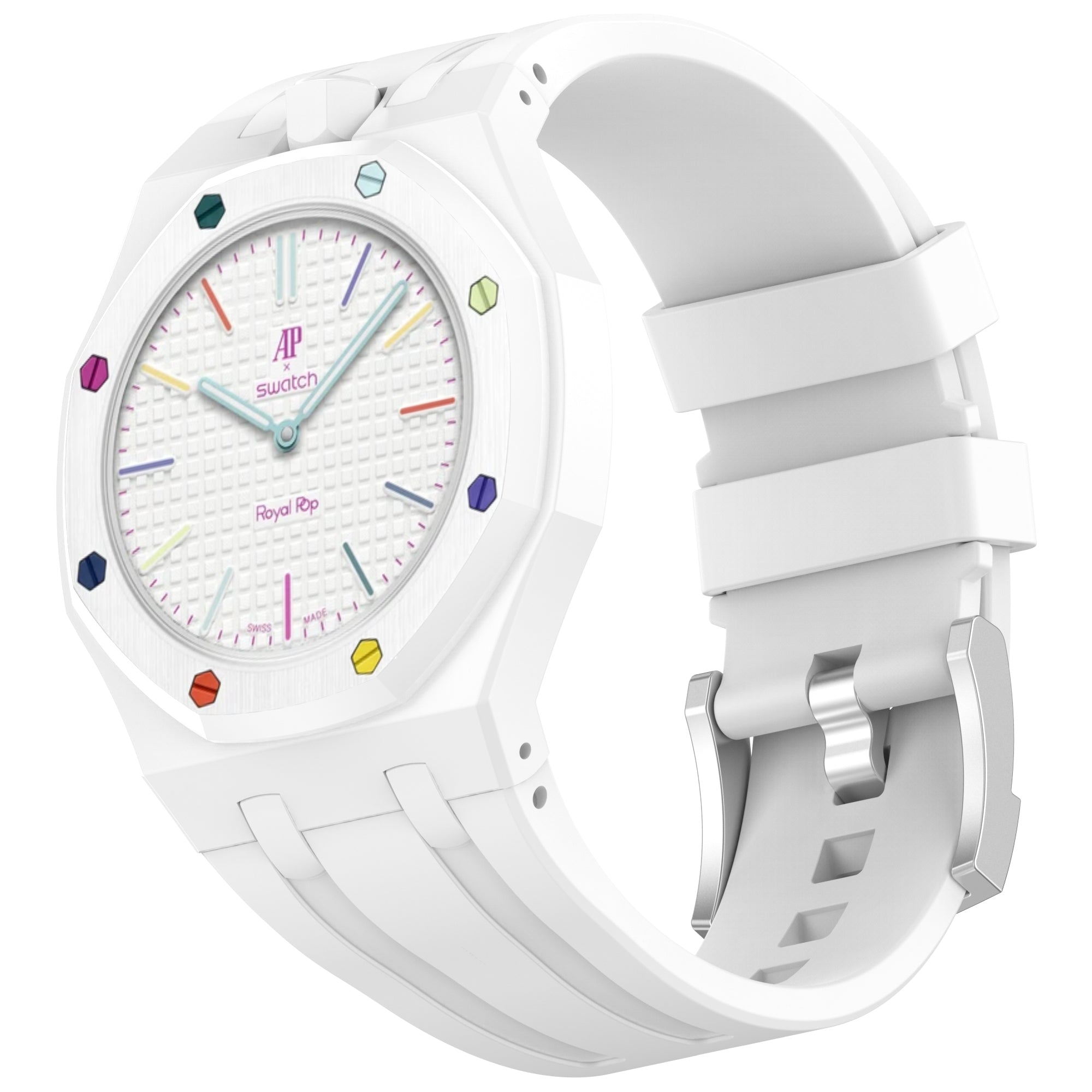 AP x Swatch Royal Pop Silicone Strap - White | Strapify