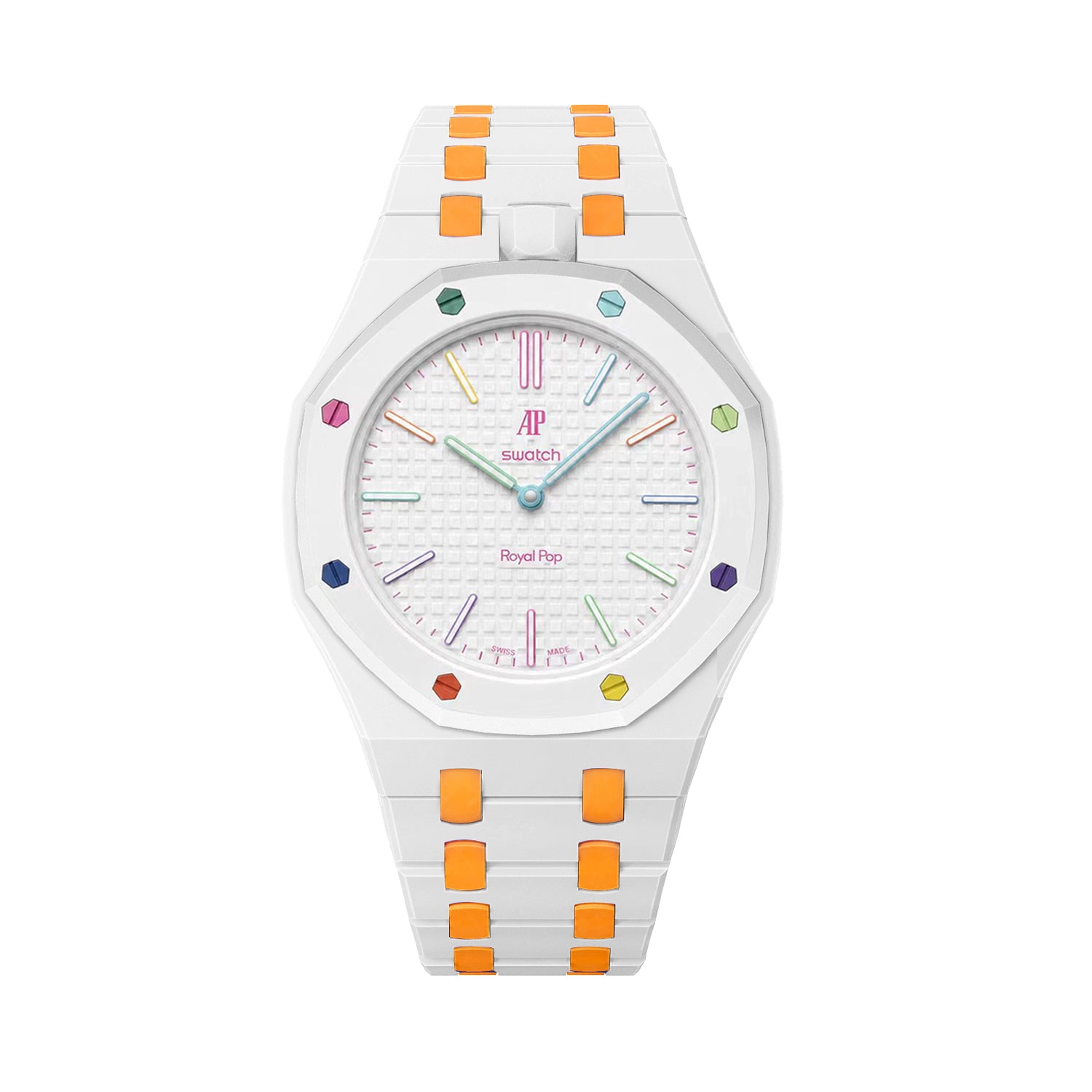 [PRE-ORDER] [AP x Swatch Royal Pop] Bioceramic Strap - Two Tone White /Orange