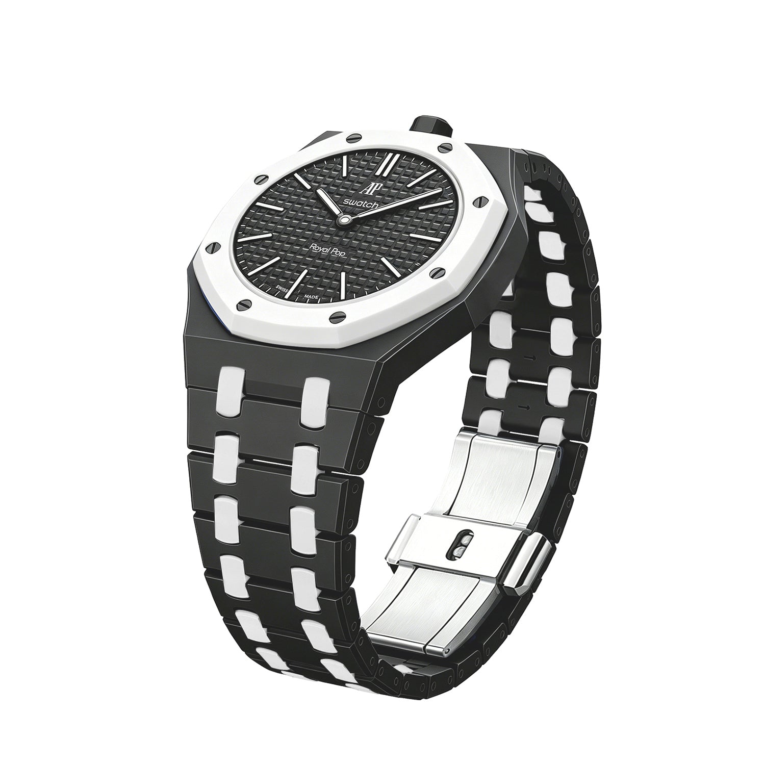 AP x Swatch Royal Pop Bioceramic Strap - Black / White