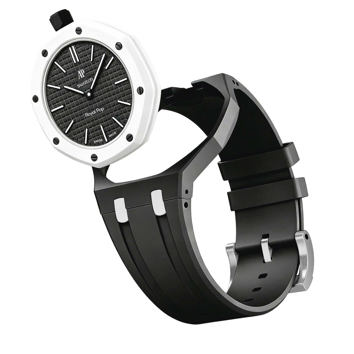 [PRE-ORDER] [AP x Swatch Royal Pop] Bioceramic/Silicone Strap - Black / White