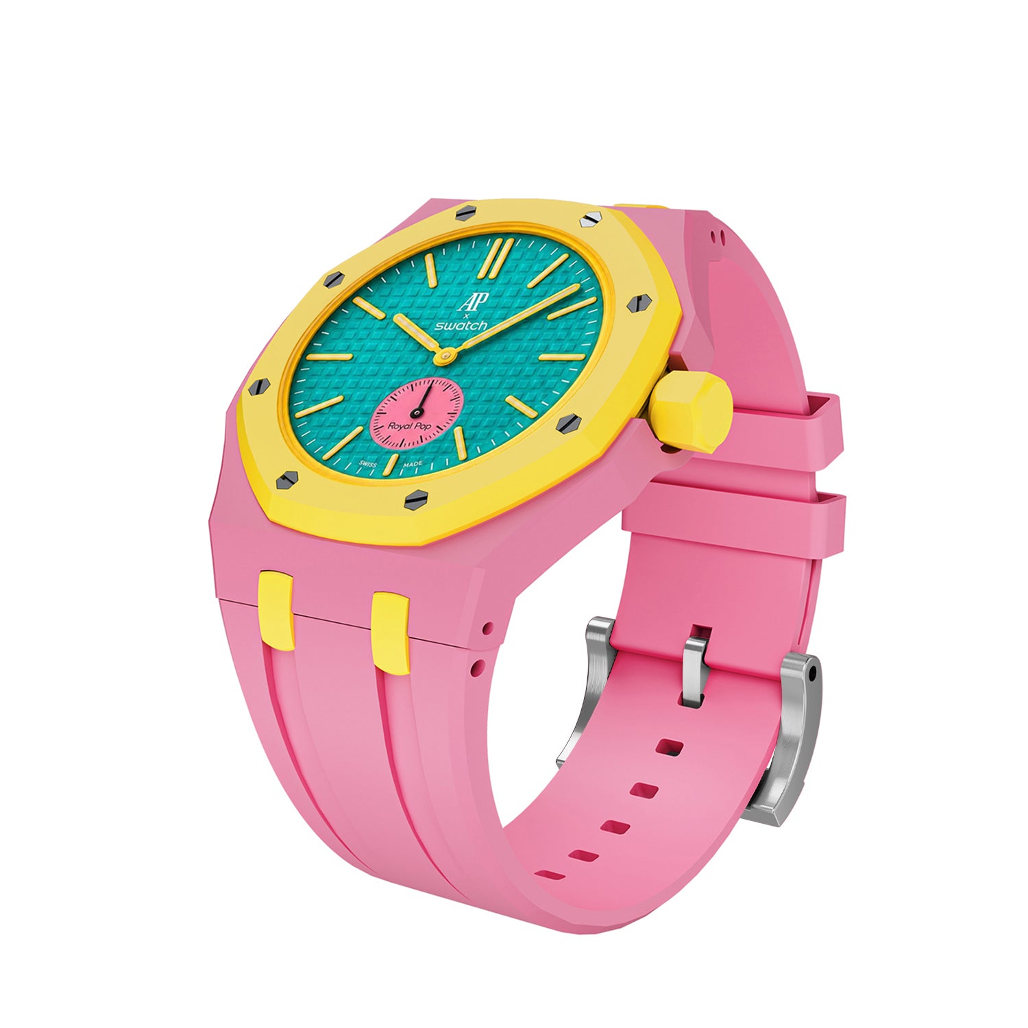 [PRE-ORDER] [AP x Swatch Royal Pop] Bioceramic/Silicone Strap - Two Tone Pink / Yellow