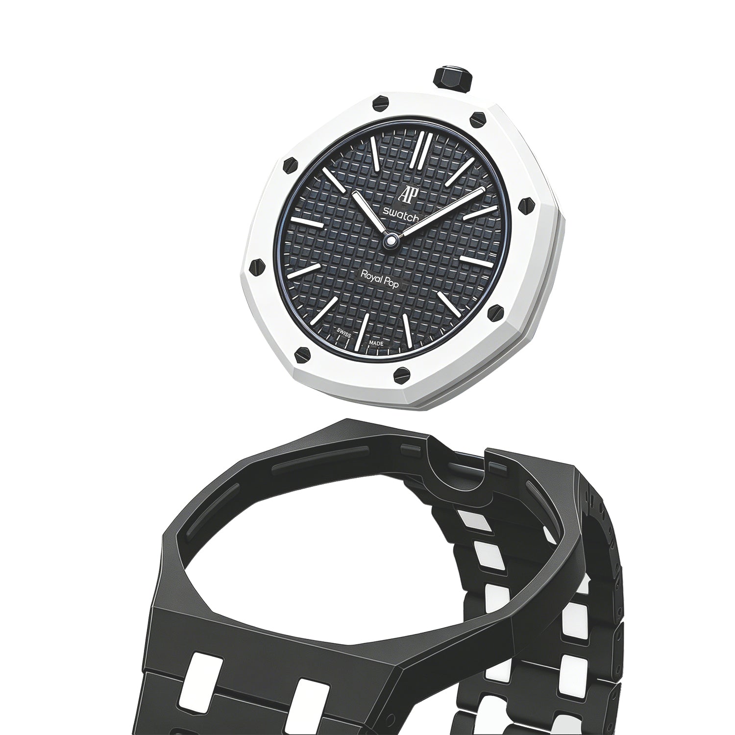 AP x Swatch Royal Pop Bioceramic Strap - Black / White
