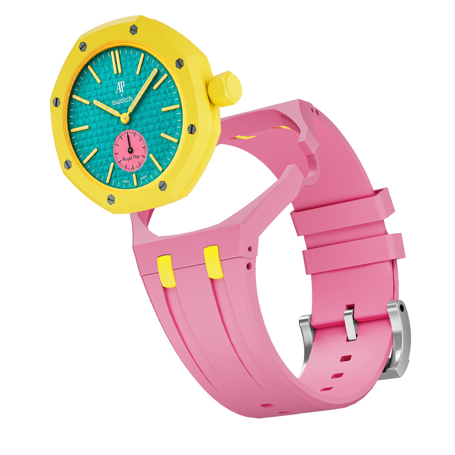 [PRE-ORDER] [AP x Swatch Royal Pop] Bioceramic/Silicone Strap - Two Tone Pink / Yellow