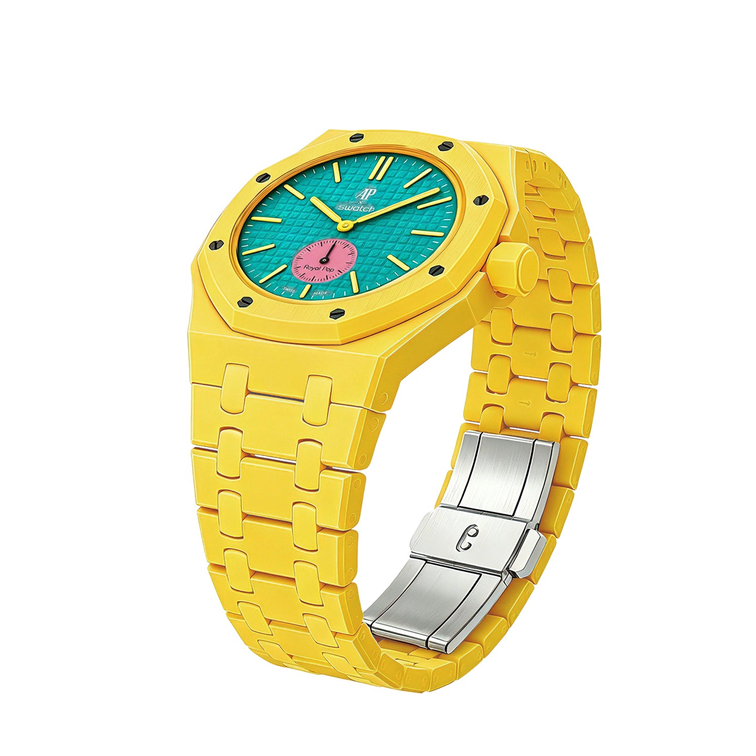 AP Swatch  POP対応 3時　イエロー　セラミックベルト AP x Swatch Royal Pop Bioceramic Strap - Yellow | Strapify