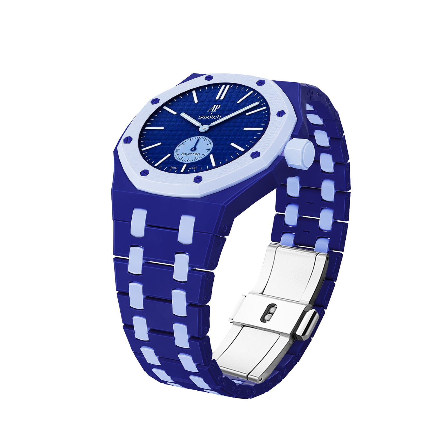AP x Swatch Royal Pop Bioceramic Strap - Two Tone Blue / Sky Blue