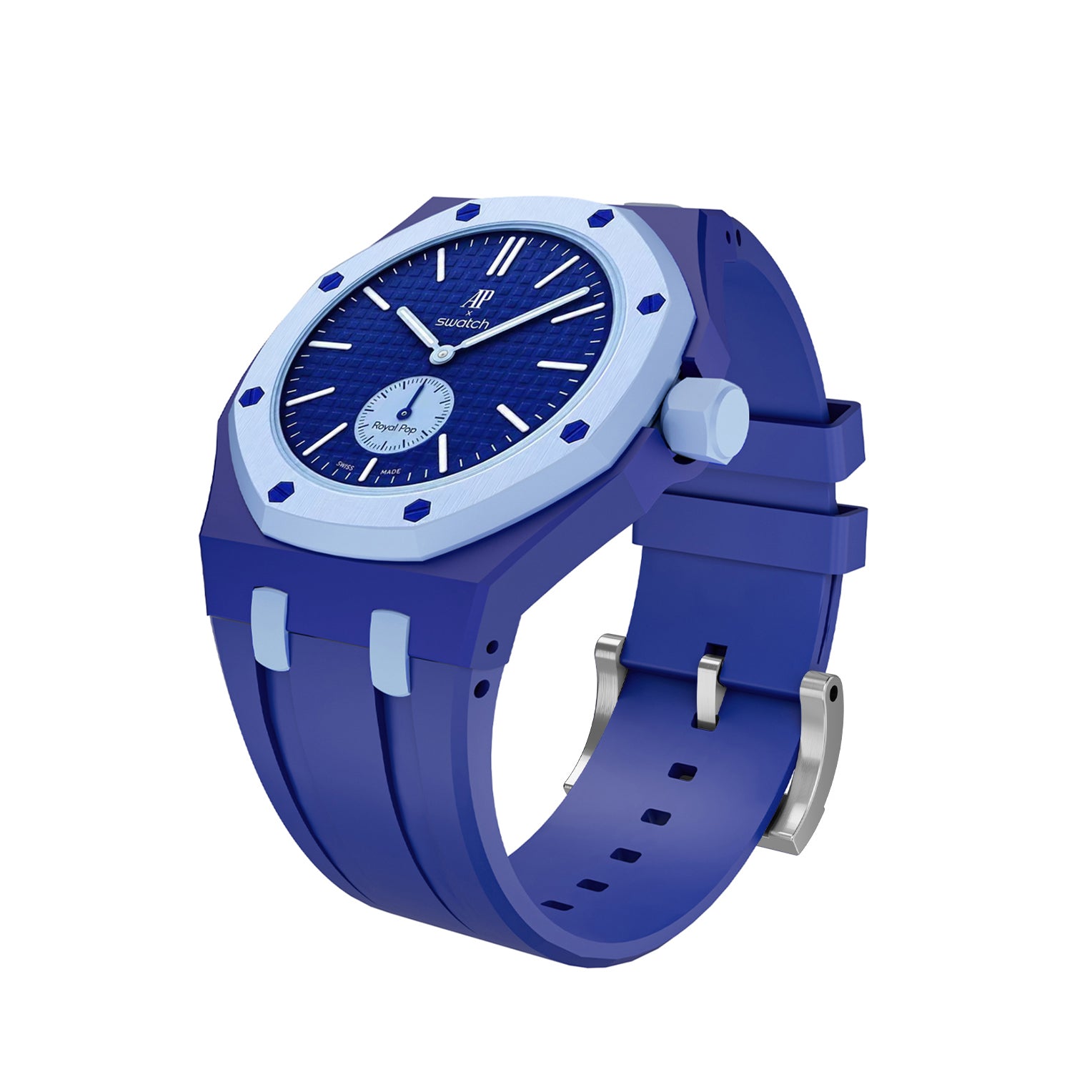 [PRE-ORDER] [AP x Swatch Royal Pop] Bioceramic/Silicone Strap - Two Tone Blue / Sky Blue