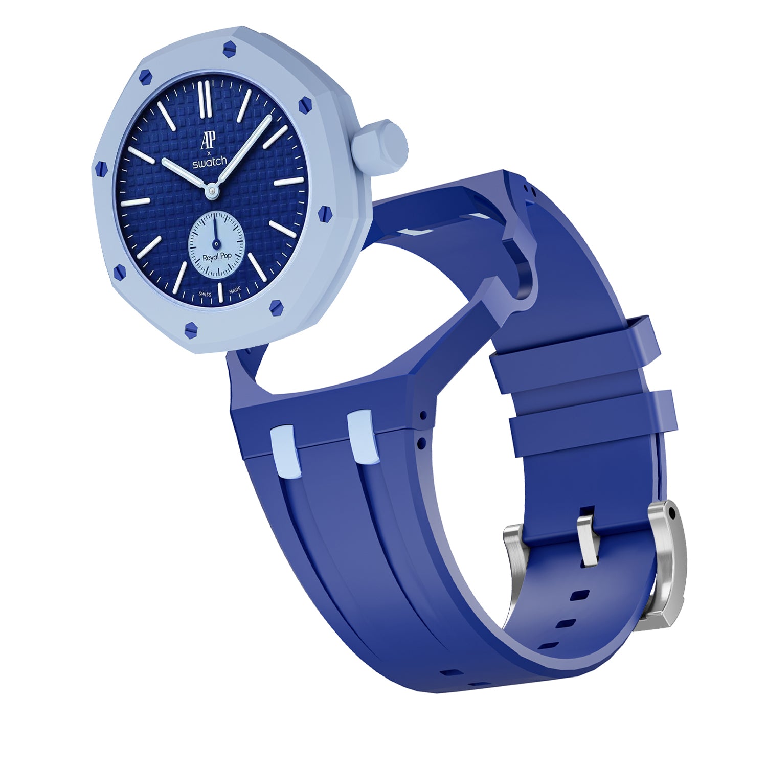 AP x Swatch Royal Pop Bioceramic/Silicone Strap - Two Tone Blue / Sk