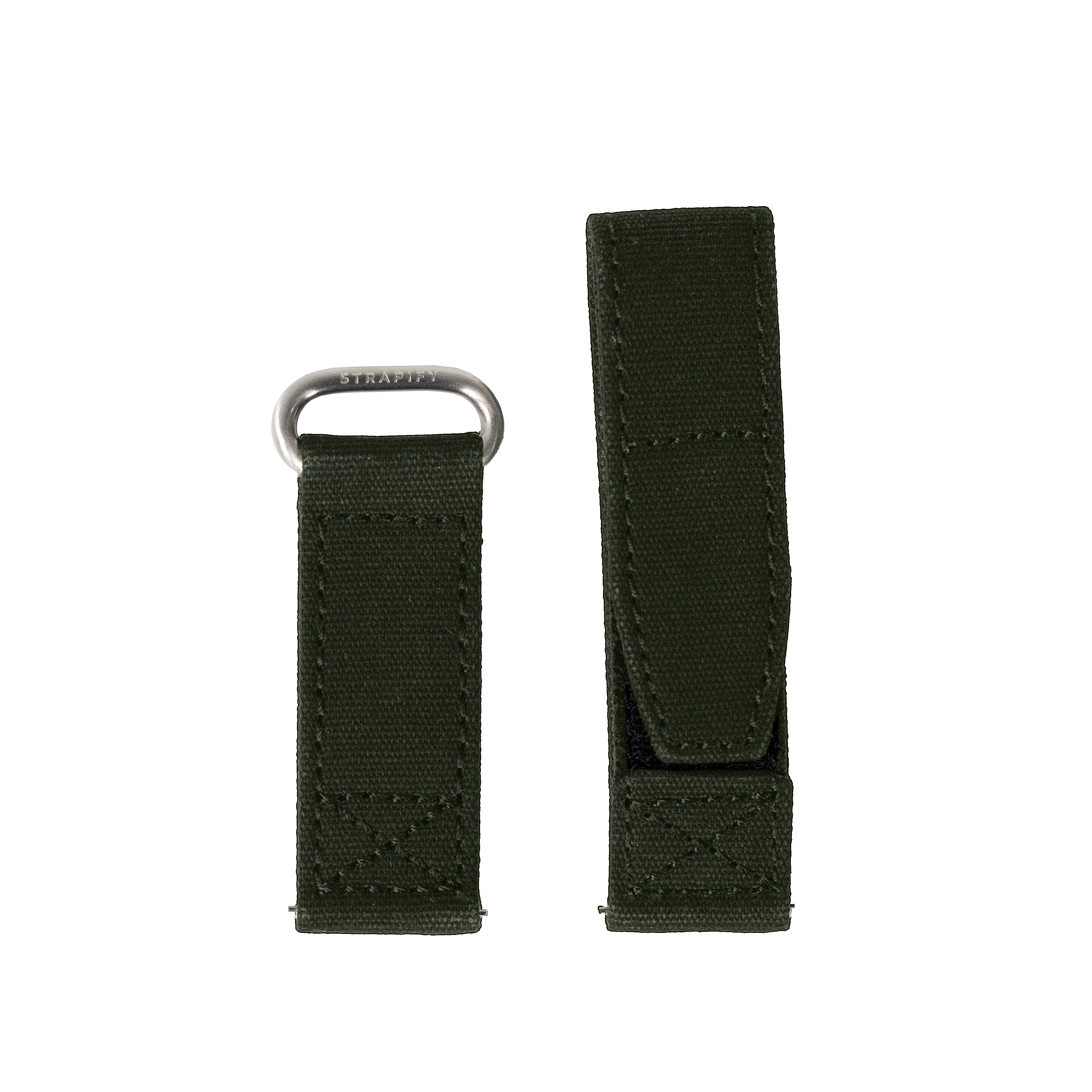 Military green QuickFit Velcro watch straps 22mm with metal loop and hook-and-loop fastening system