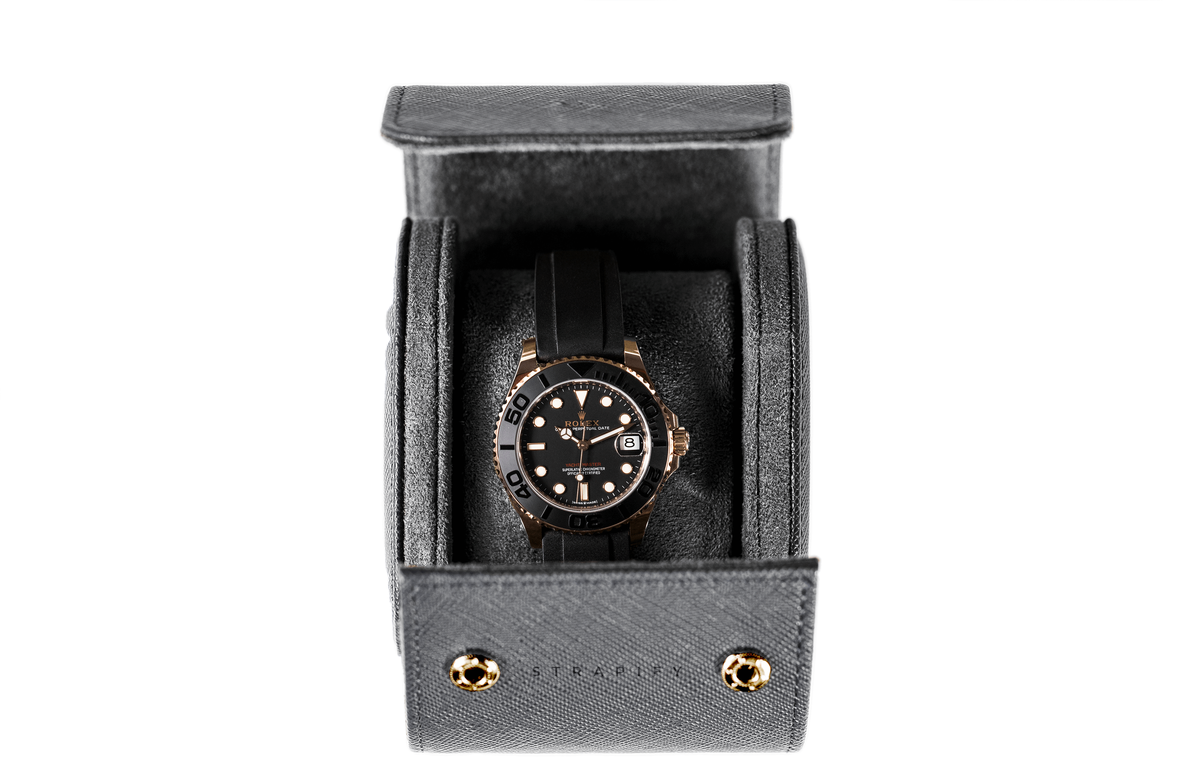 Hamilton -  1 Watch Roll - Saffiano Black | Grey Velvet