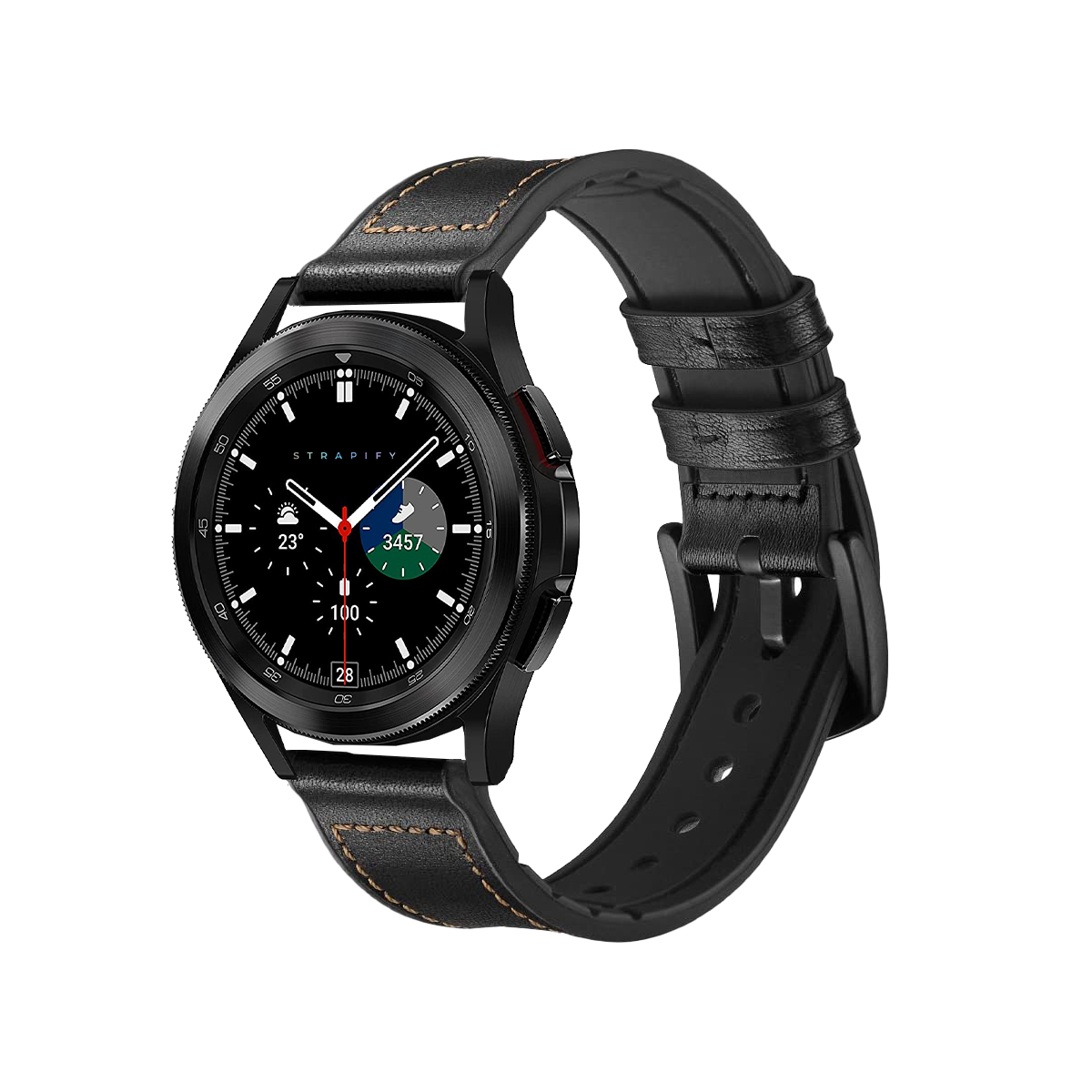 [G-Shock 16mm to 22mm] Leather Hybrid - Black | Brown Stitching