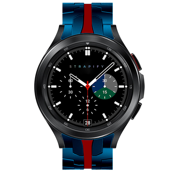 [Galaxy Watch 4, 5 & 6] Fitted Steel Bracelet - Armour - Blue / Red
