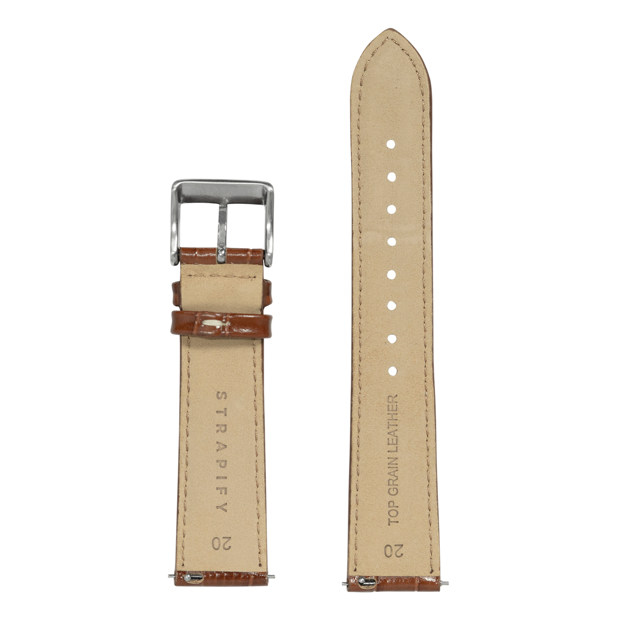 [QuickFit] Alligator Leather - Brown | White Stitching 20mm