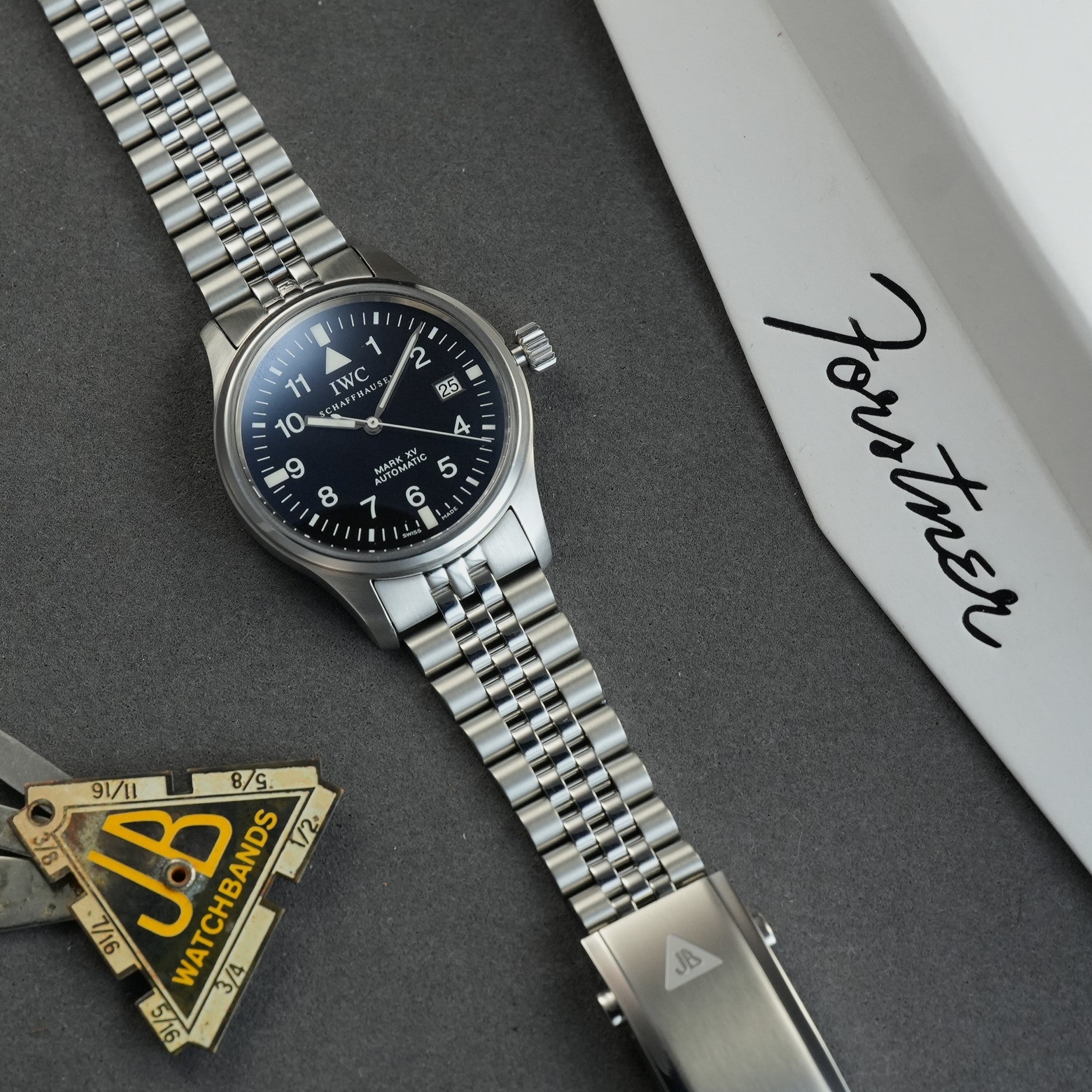 Forstner Model J jubilee bracelet fitted to an IWC Mark XV