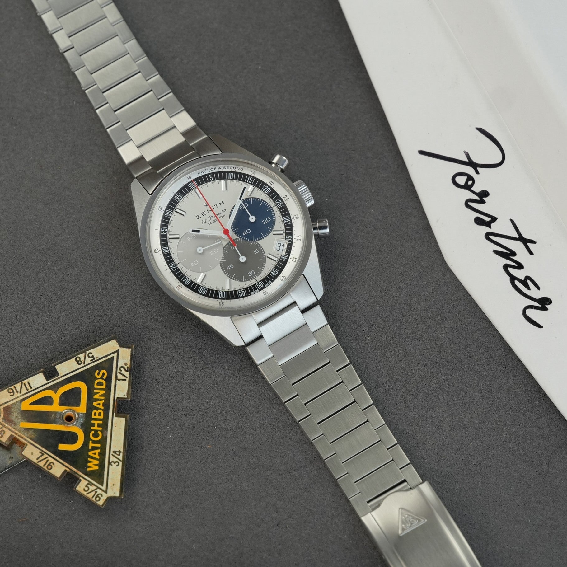Stainless steel Forstner Flat Link Bracelet for Zenith El Primero Chronomaster Original 38mm