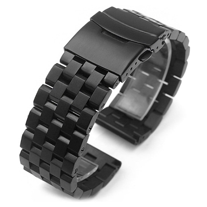 [Fitbit Versa 3 & 4/Sense 1 & 2] Engineer Bracelet - Folding Deployant Clasp - Black