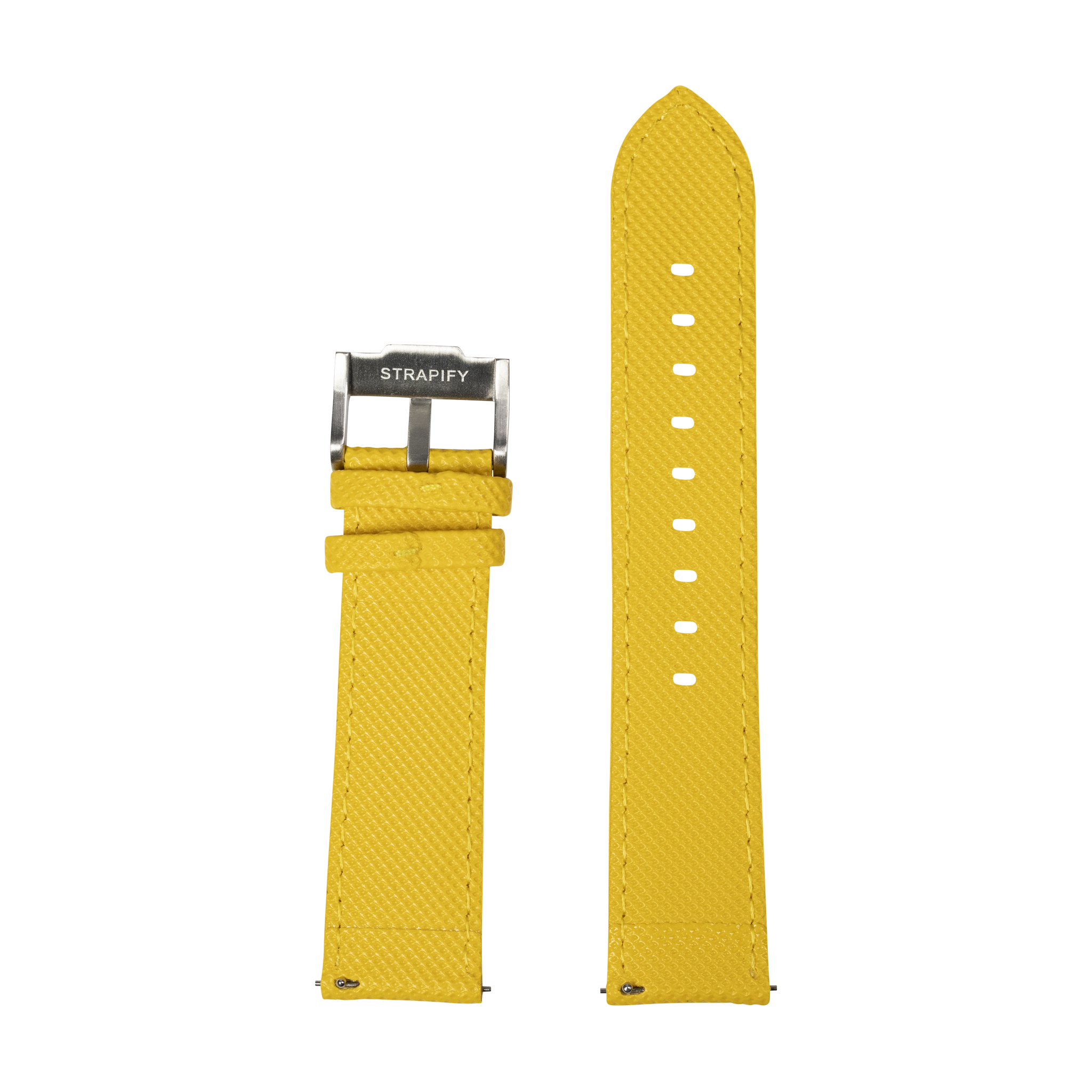 Yellow sailcloth quick release watch strap with stainless steel buckle by Strapify
