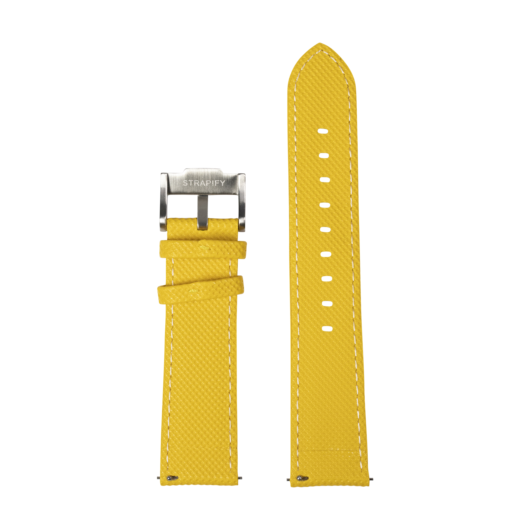 [Fitbit Versa 3 & 4/Sense 1 & 2] Sailcloth - Yellow with White Stitching