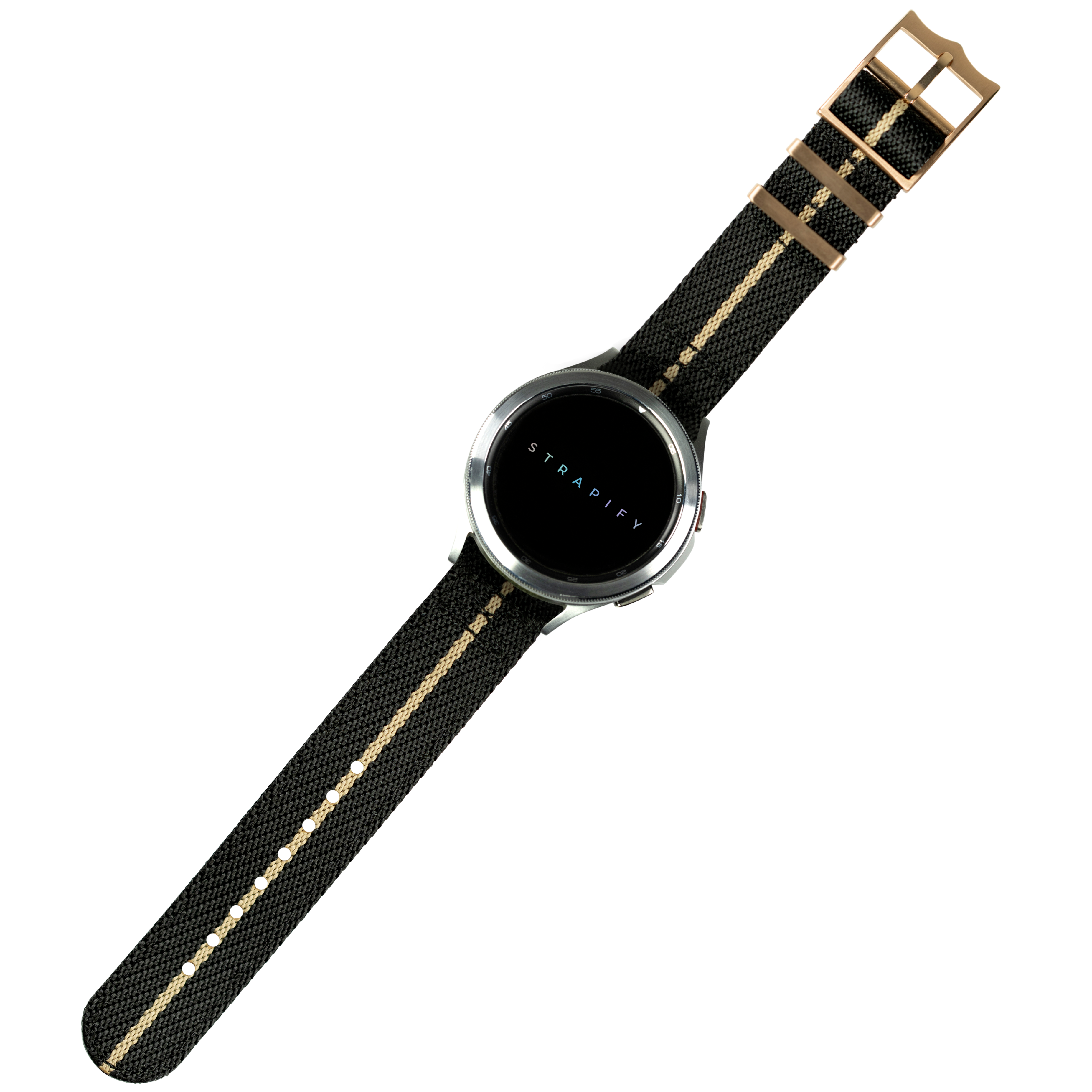[Fitbit Versa 3 & 4/Sense 1 & 2] Cross Militex - Night Black / Wheat [Rose Gold Hardware]