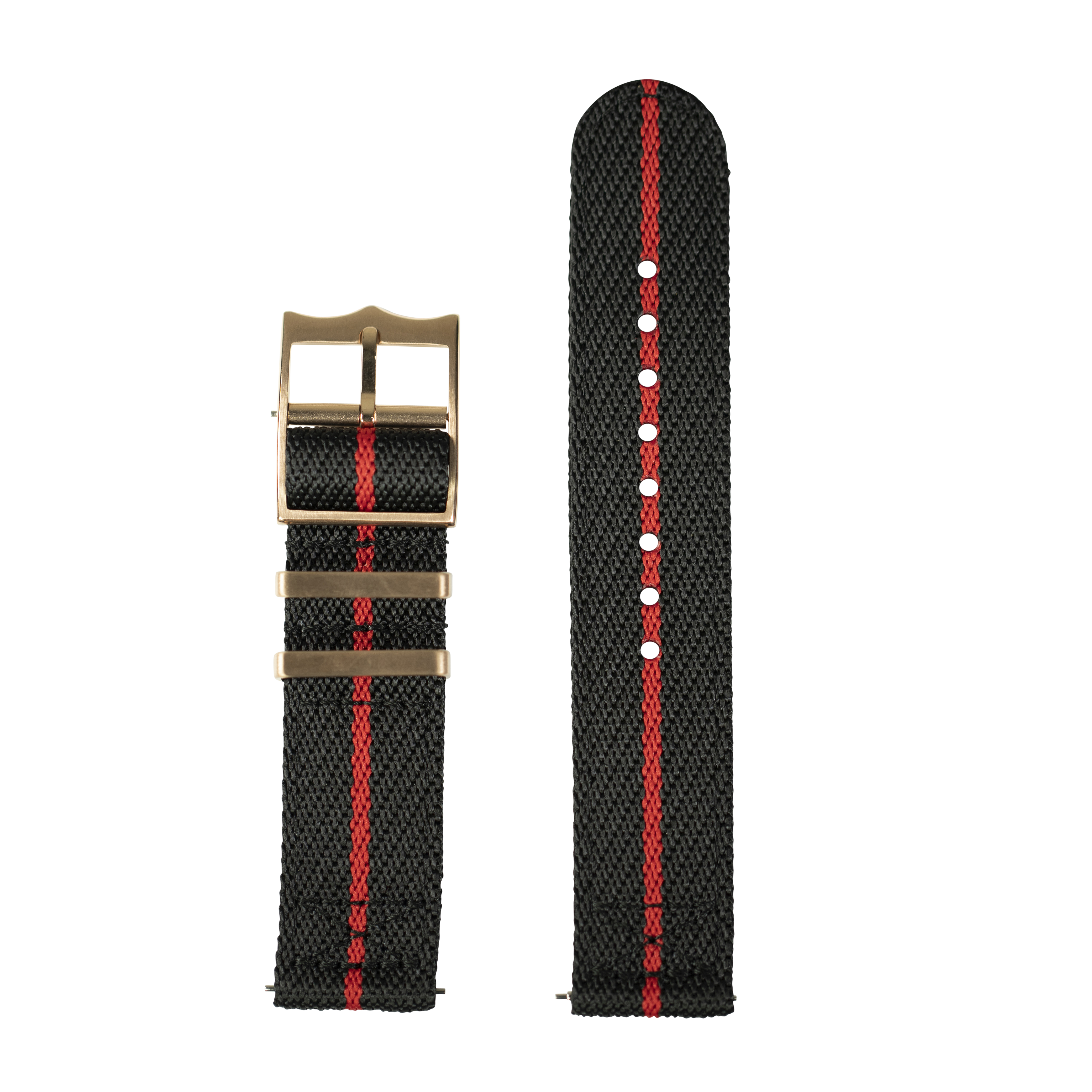 [Fitbit Versa 3 & 4/Sense 1 & 2] Cross Militex - Black / Red [Rose Gold Hardware]