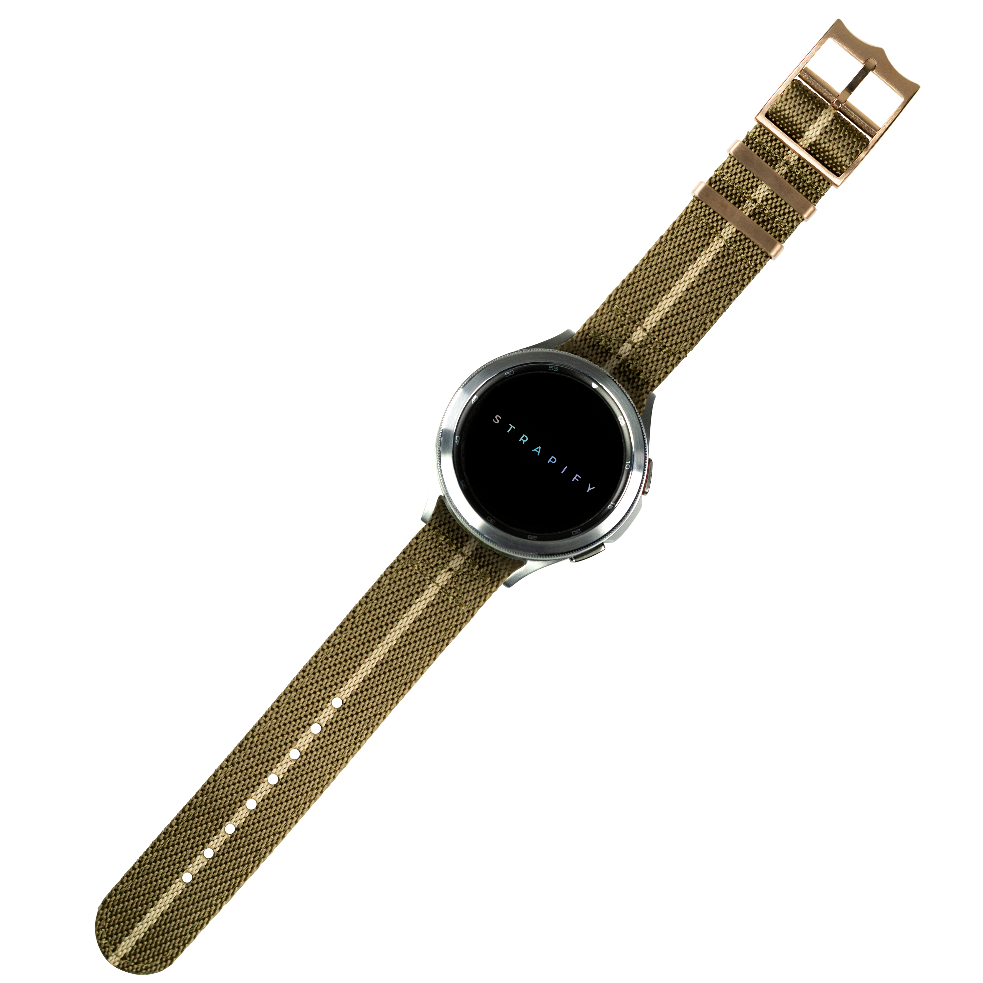 [Fitbit Versa 3 & 4/Sense 1 & 2] Cross Militex - Night Black / Wheat [Rose Gold Hardware]