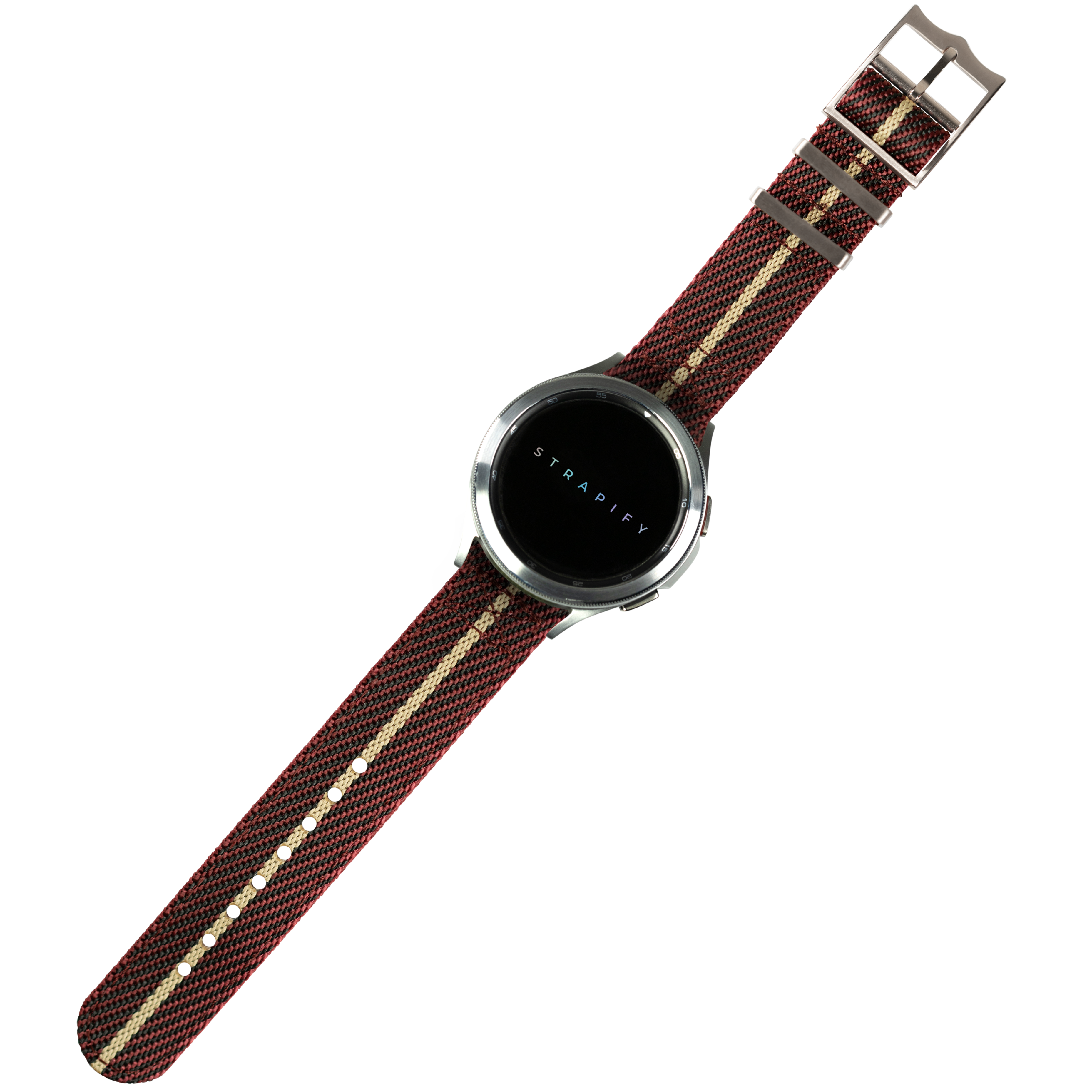 [Fitbit Charge 3 / 4] Cross Militex - Wine Red / Wheat [Rose Gold Hardware]