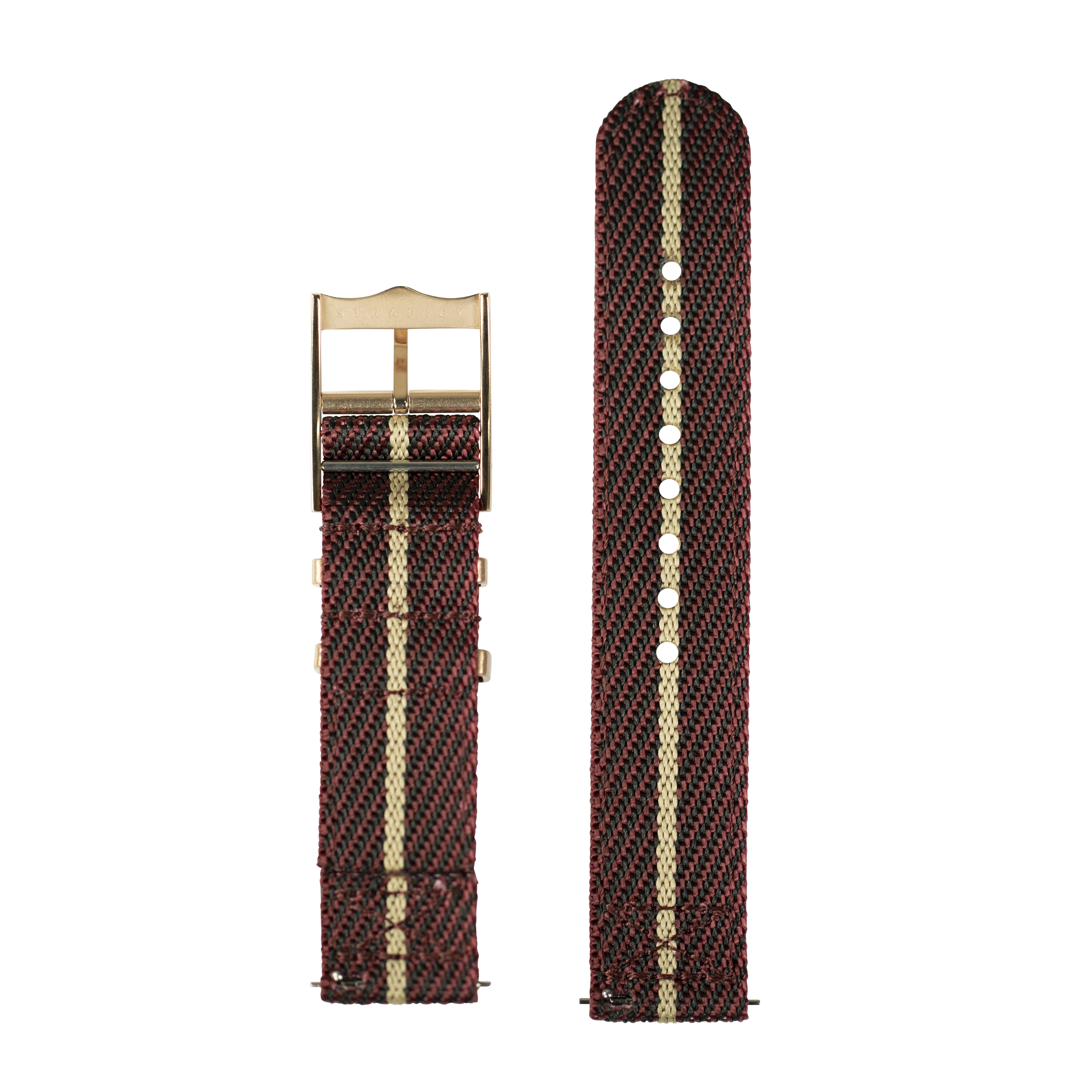 [Tissot Prx 40] Cross Militex - Wine Red / Wheat [Rose Gold Hardware]