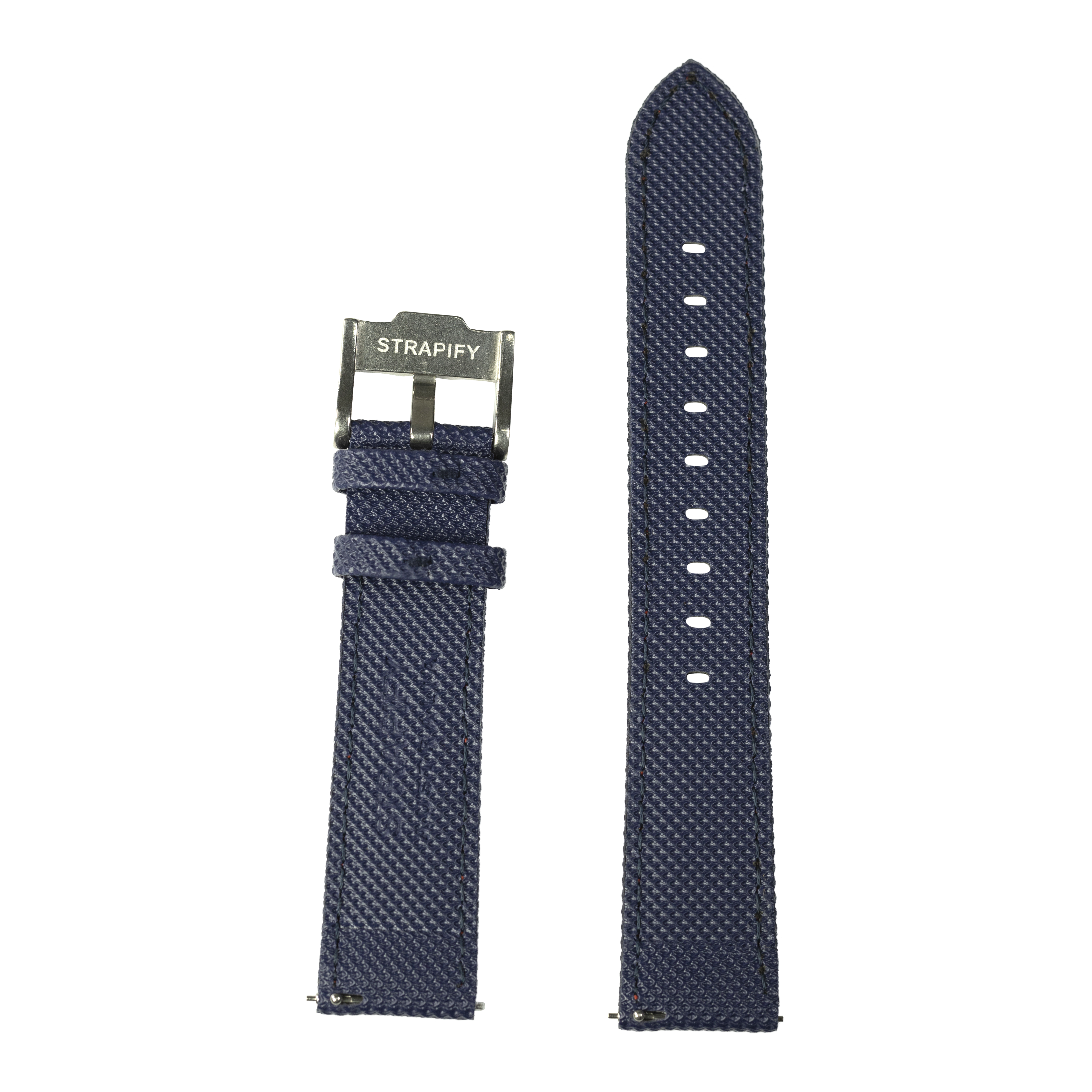[Fitbit Versa 3 & 4/Sense 1 & 2] Sailcloth - Navy Blue | Red Stitching