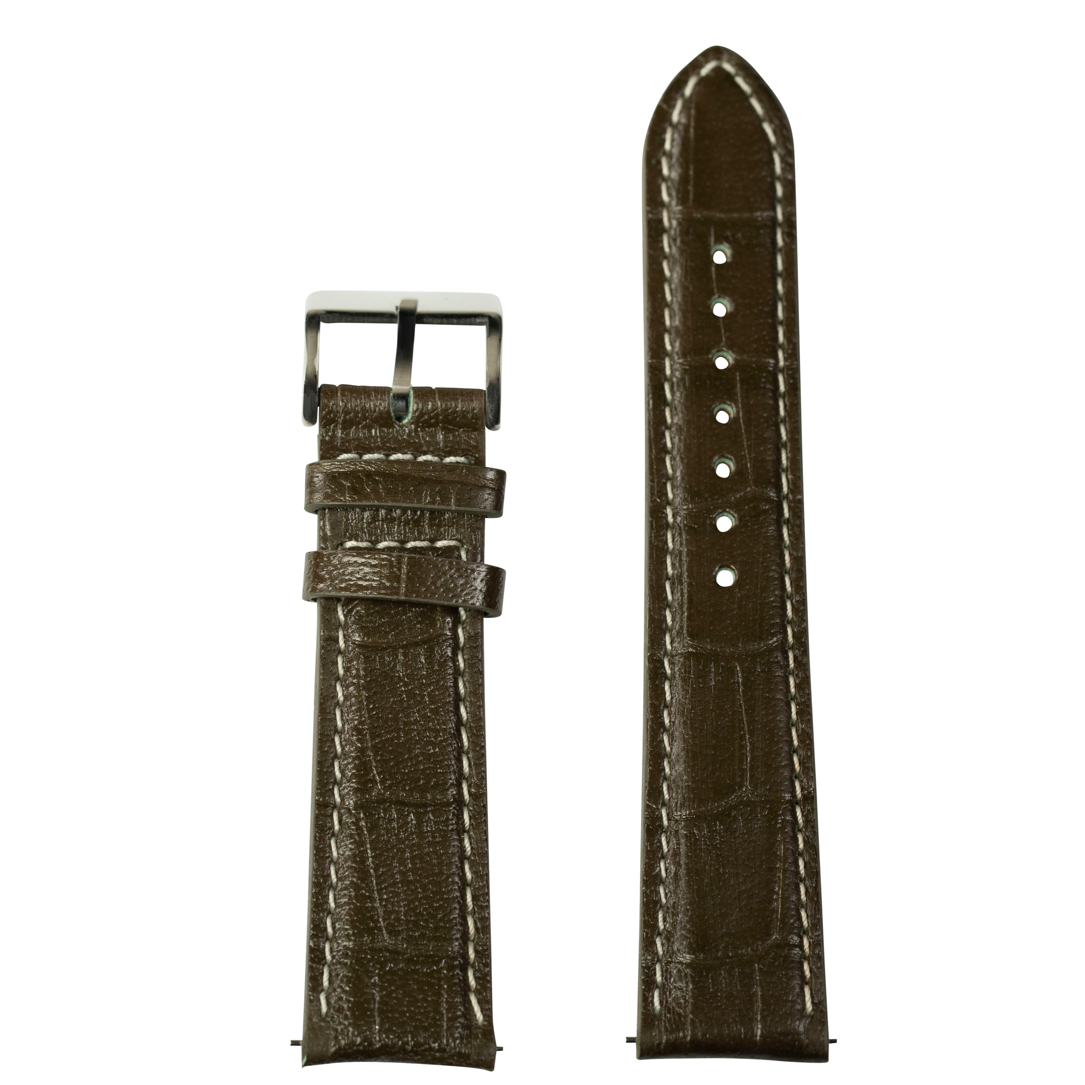 [QuickFit] Alligator Leather - Olive Green | Contrast Stitching