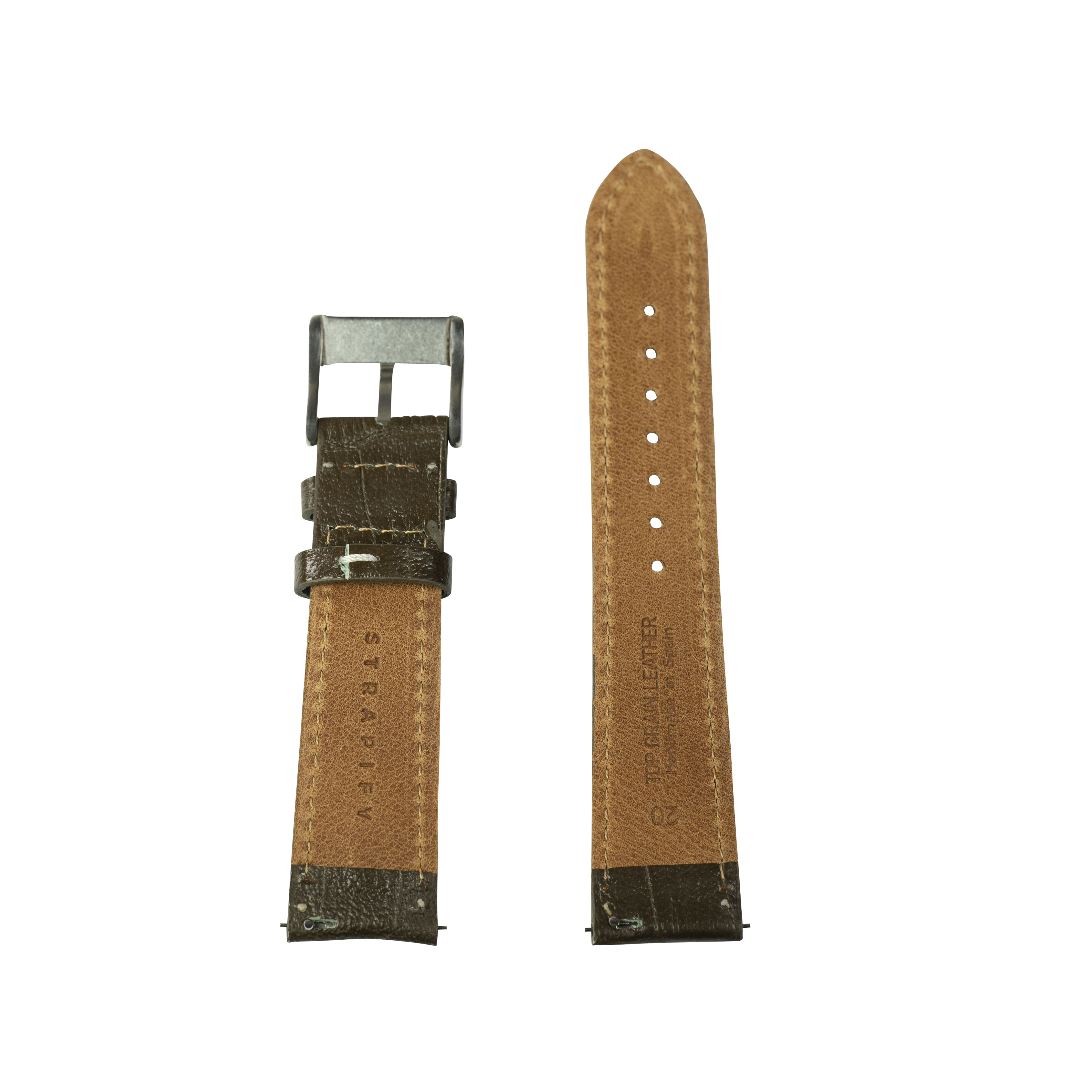 [QuickFit] Alligator Leather - Olive Green | Contrast Stitching
