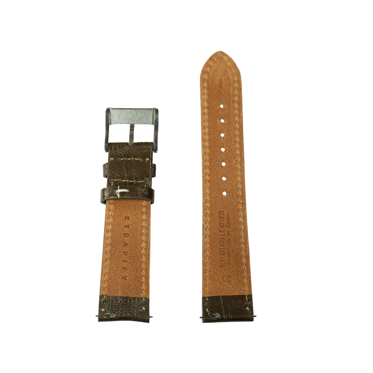Alligator Leather - Olive Green | Contrast Stitching for Pixel Watch 3-5 45mm