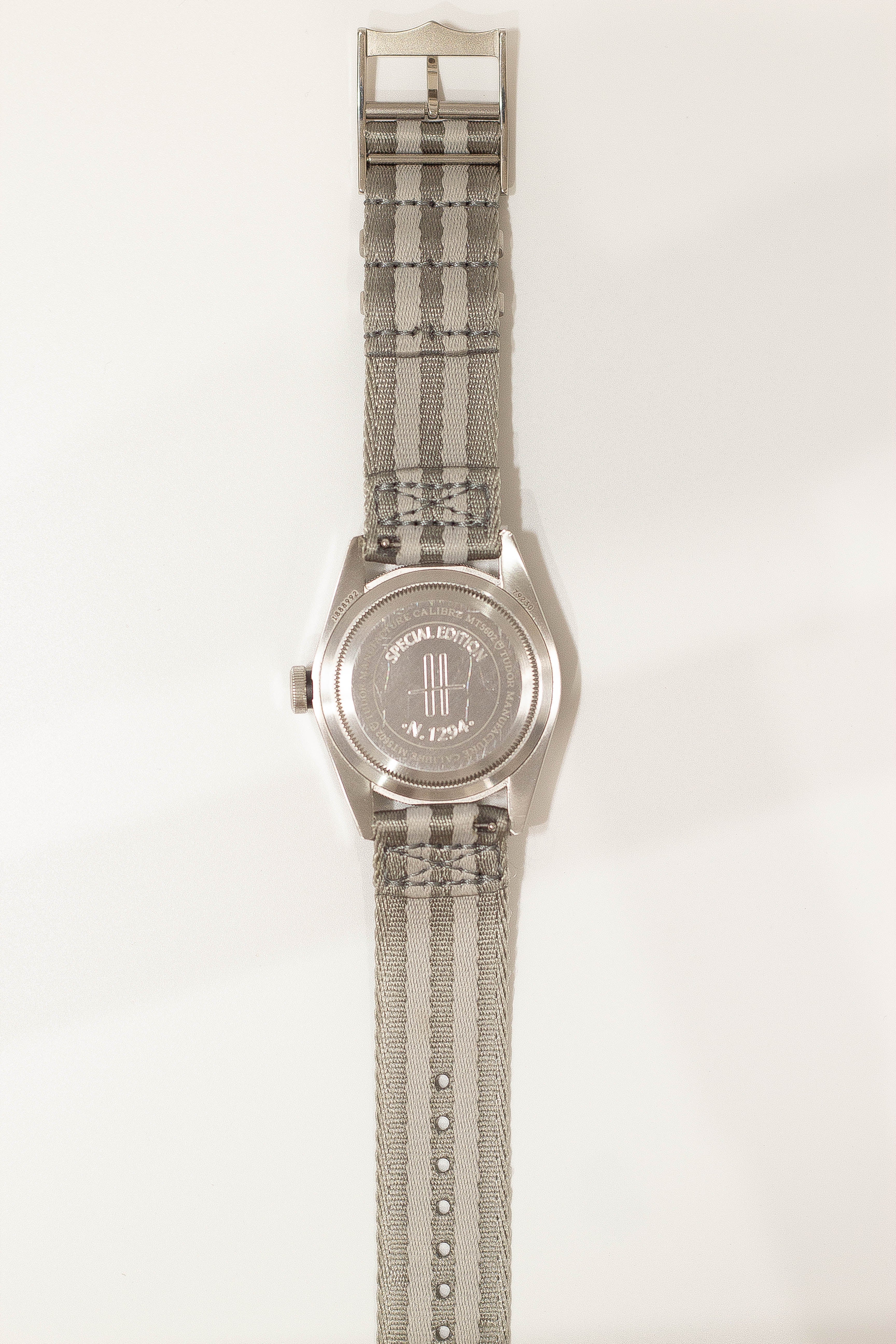 Military watch with grey and light grey quick release strap