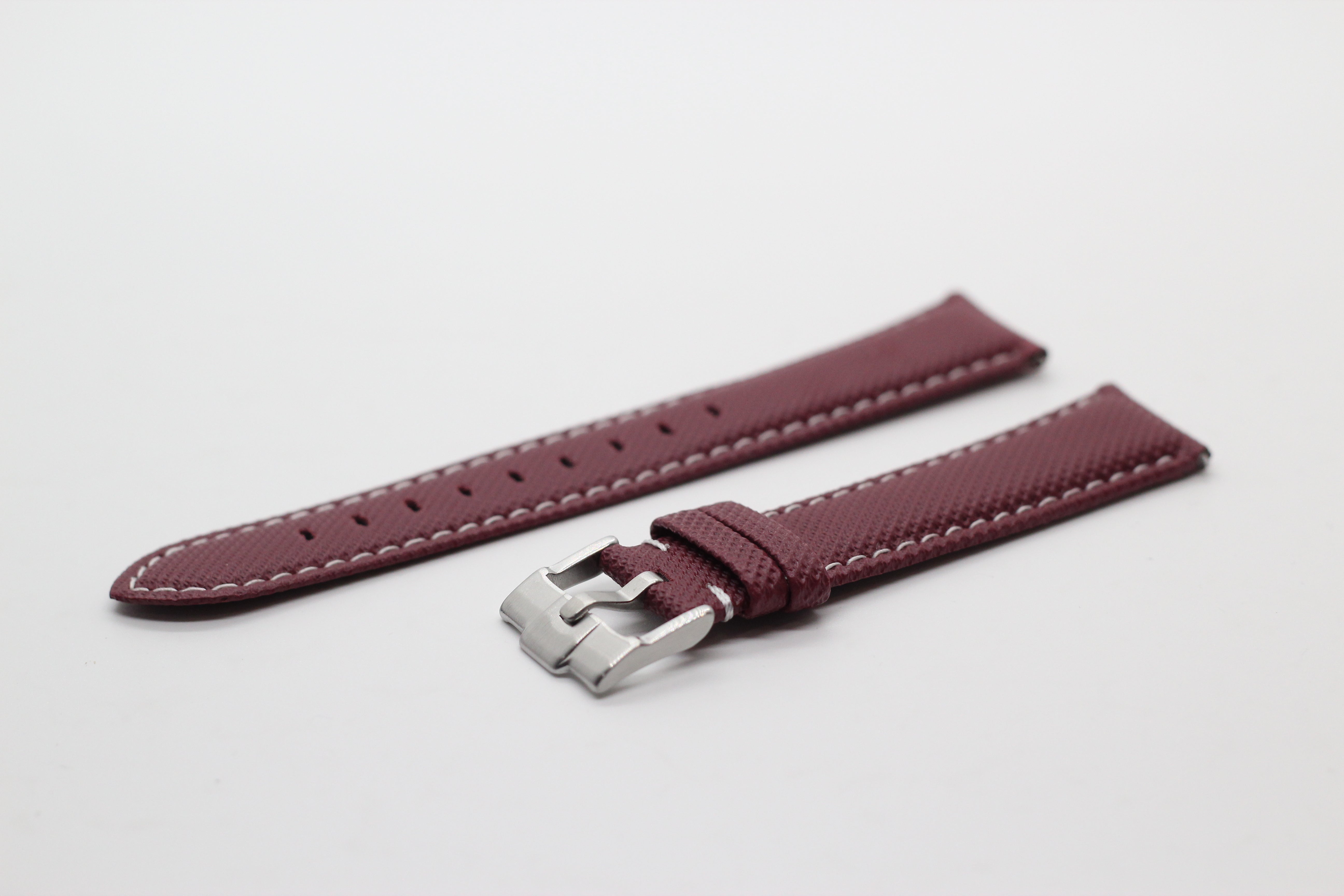 [Fitbit Versa 3 & 4/Sense 1 & 2] Sailcloth - Burgundy Red | White Stitching