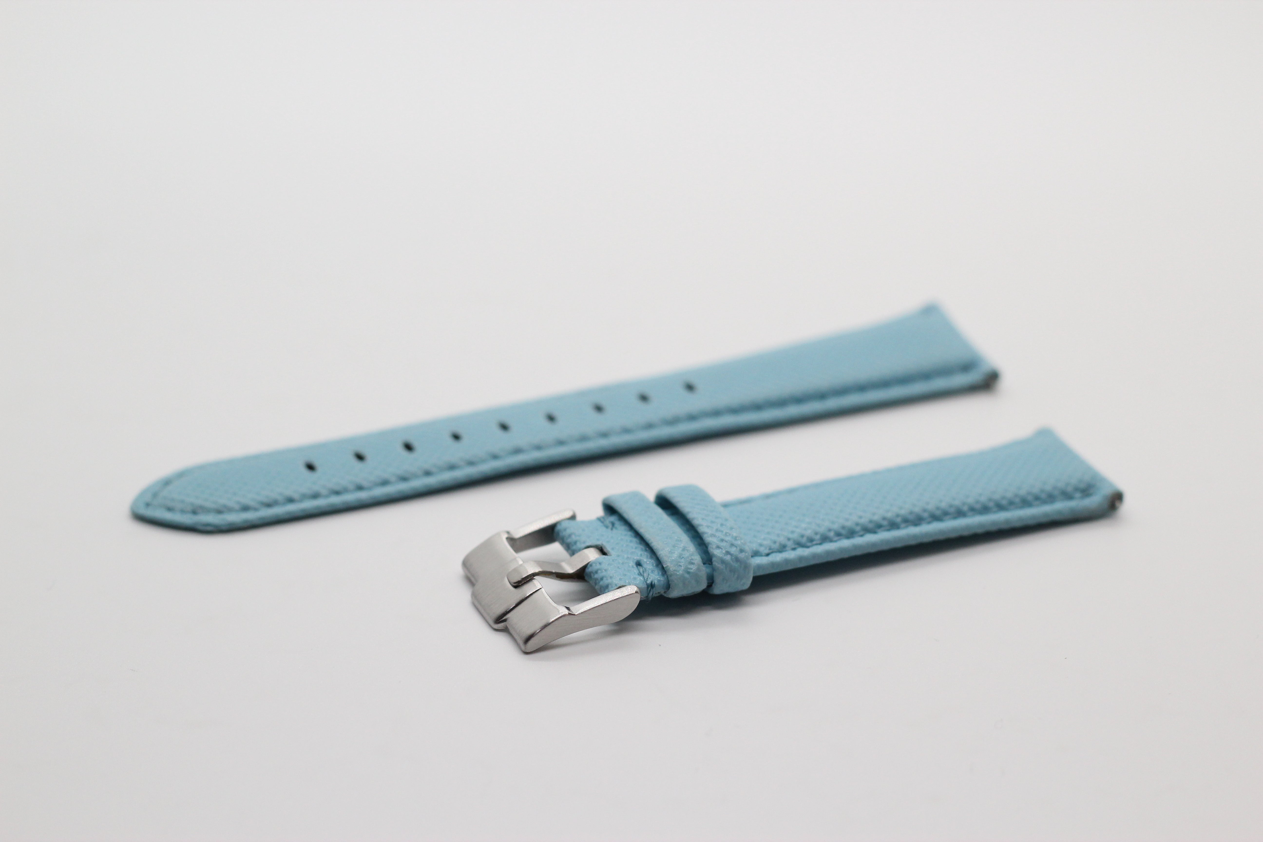 Quick Release sailcloth watch band in sky blue with stainless steel buckle clasp