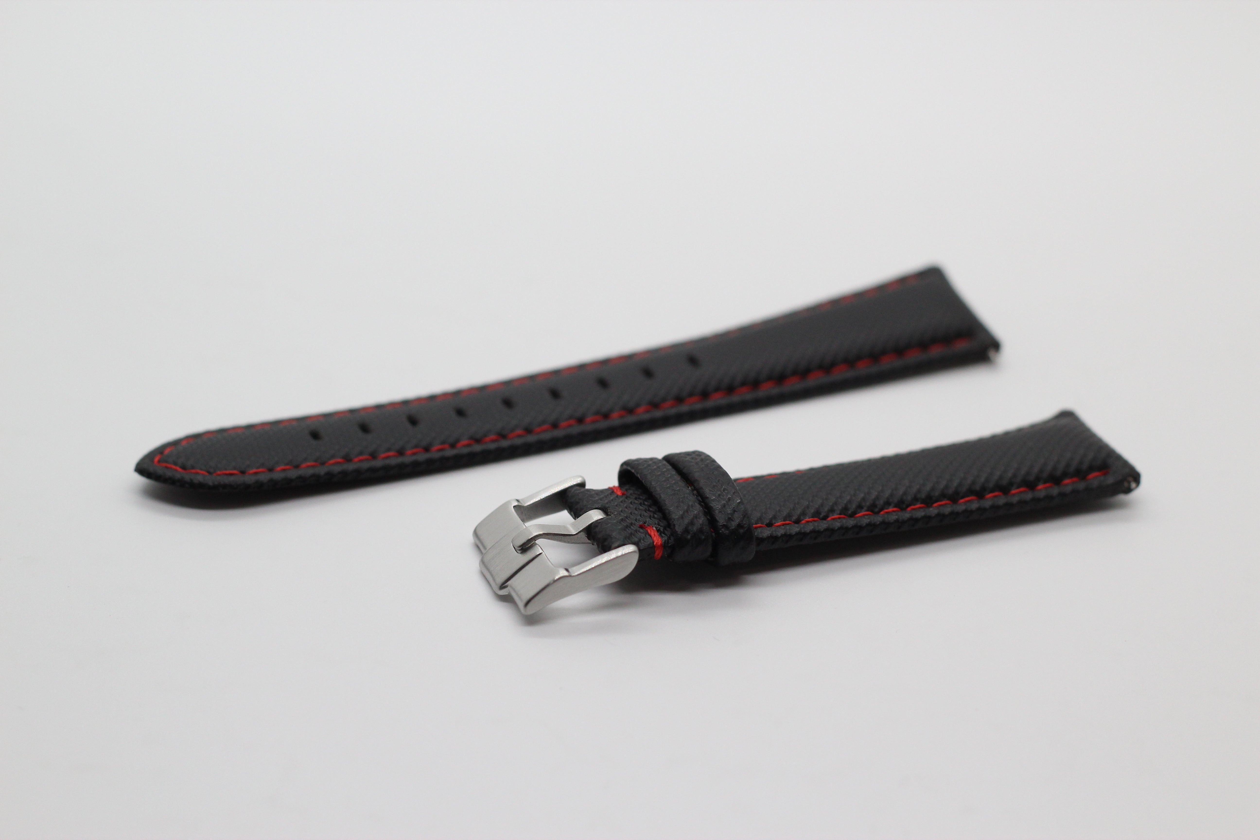[Fitbit Versa 3 & 4/Sense 1 & 2] Sailcloth - Black | Red Stitching