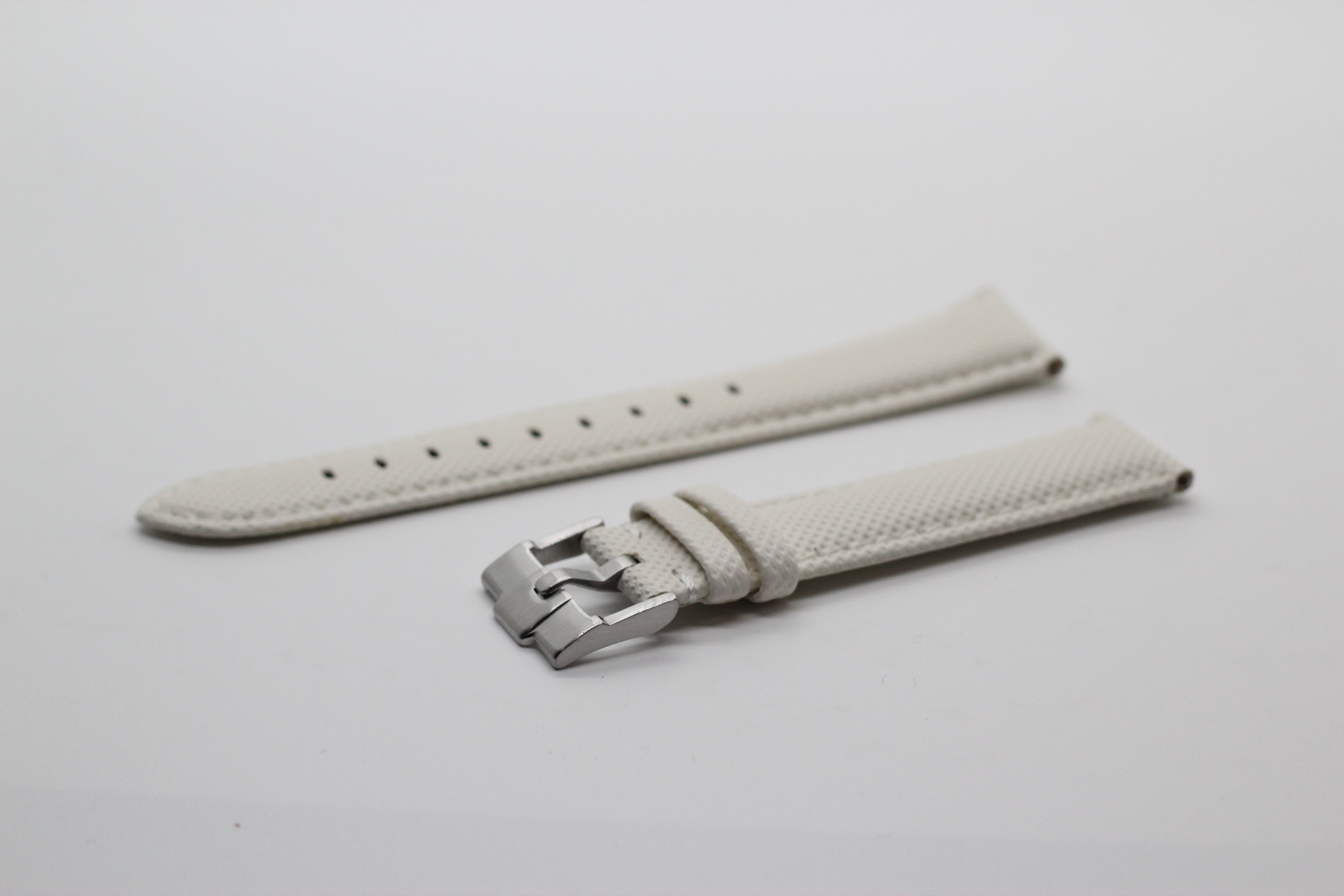 White sailcloth quick release watch strap with stainless steel buckle and ventilation holes