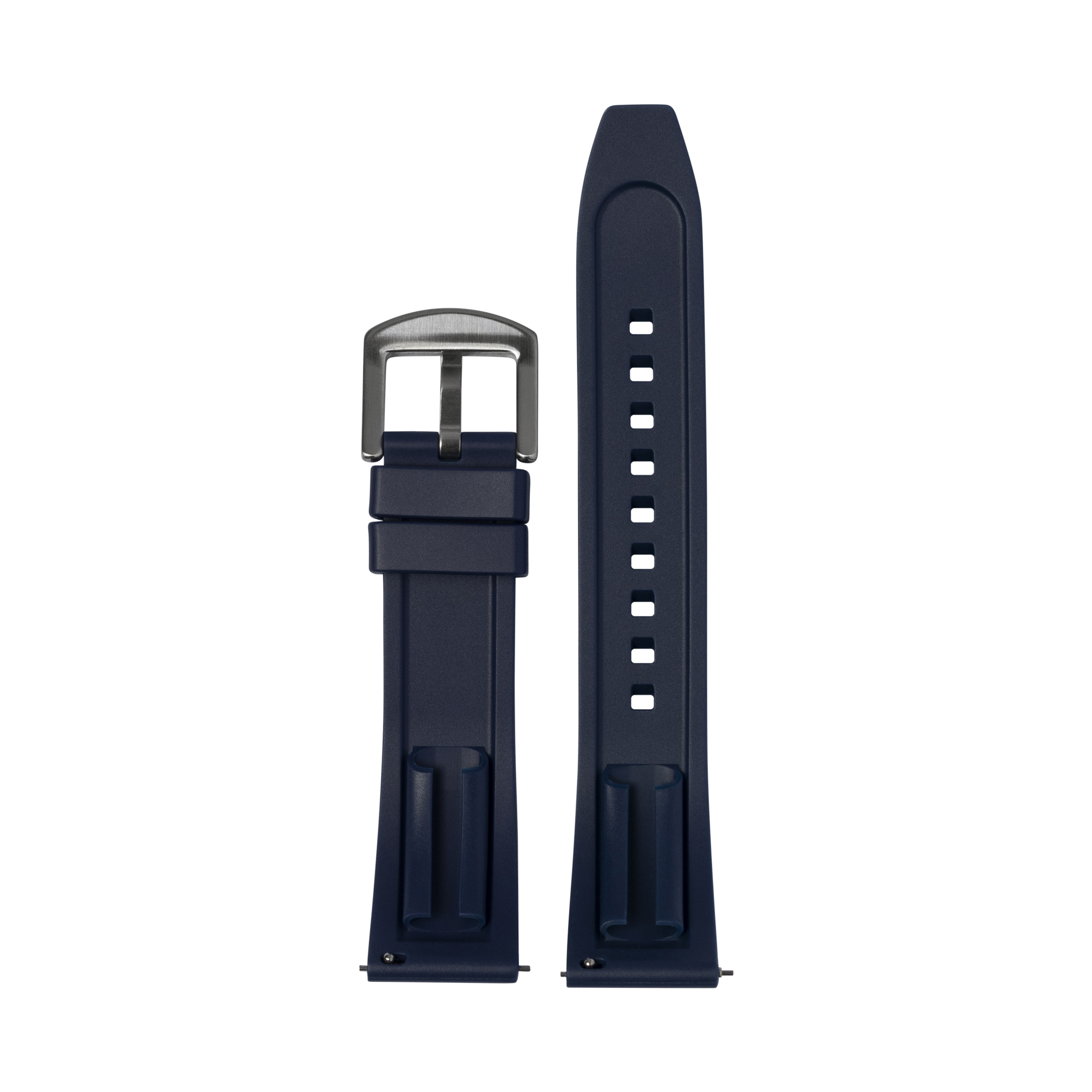 Kingston FKM Midnight Blue quick release rubber watch band with stainless steel buckle and adjustable pin holes