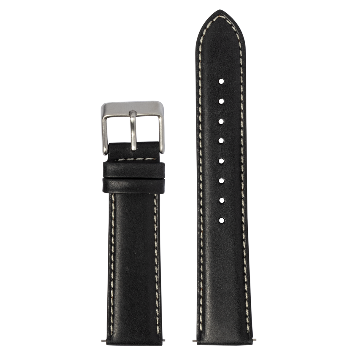 [Fitbit Charge 3 / 4] Padded Leather - Black | White Stitching