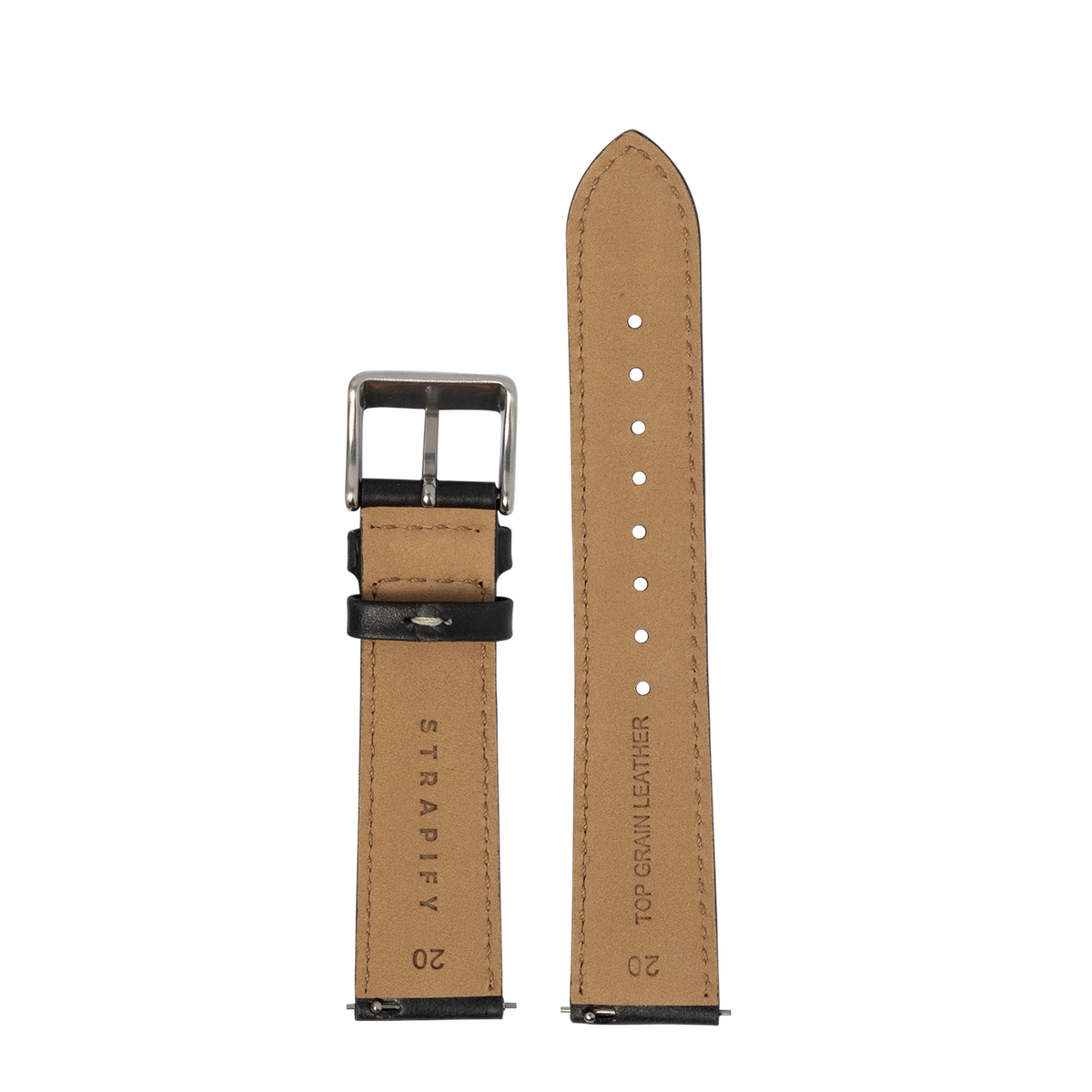 [Fitbit Charge 3 / 4] Padded Leather - Black | White Stitching
